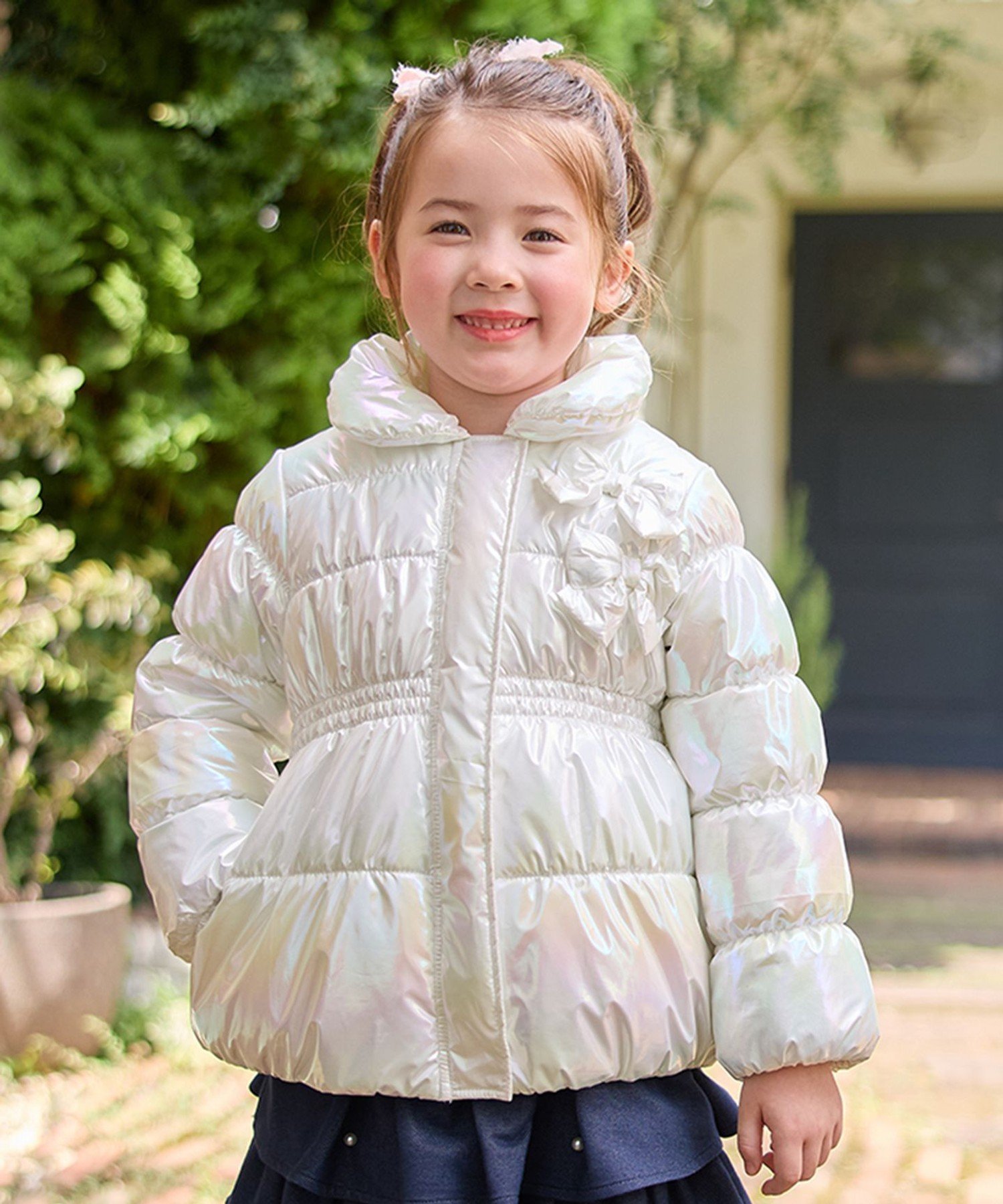 【SALE/50%OFF】ANY KIDS パール調×フリースボア中綿コート エニィ ジャケット・アウター ダウンジャケット・ダウンベスト ホワイト パープル【...