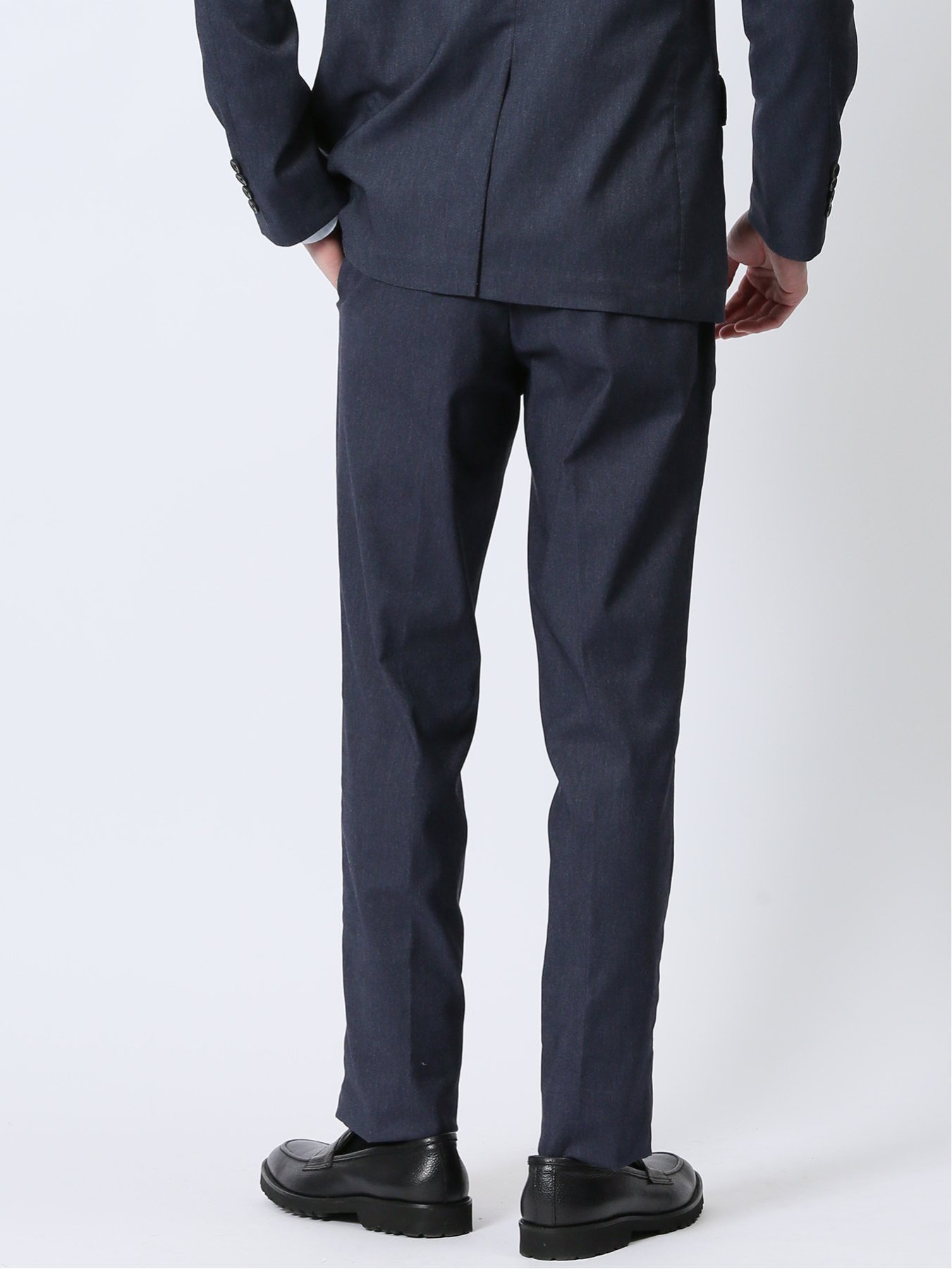 【SALE／20%OFF】TAKA-Q クロスストレッチ スリムフィット ノータックスラックス デニム風紺(セットアップ可能) タカキュー スーツ・フォーマル スーツパンツ ネイビー【送料無料】