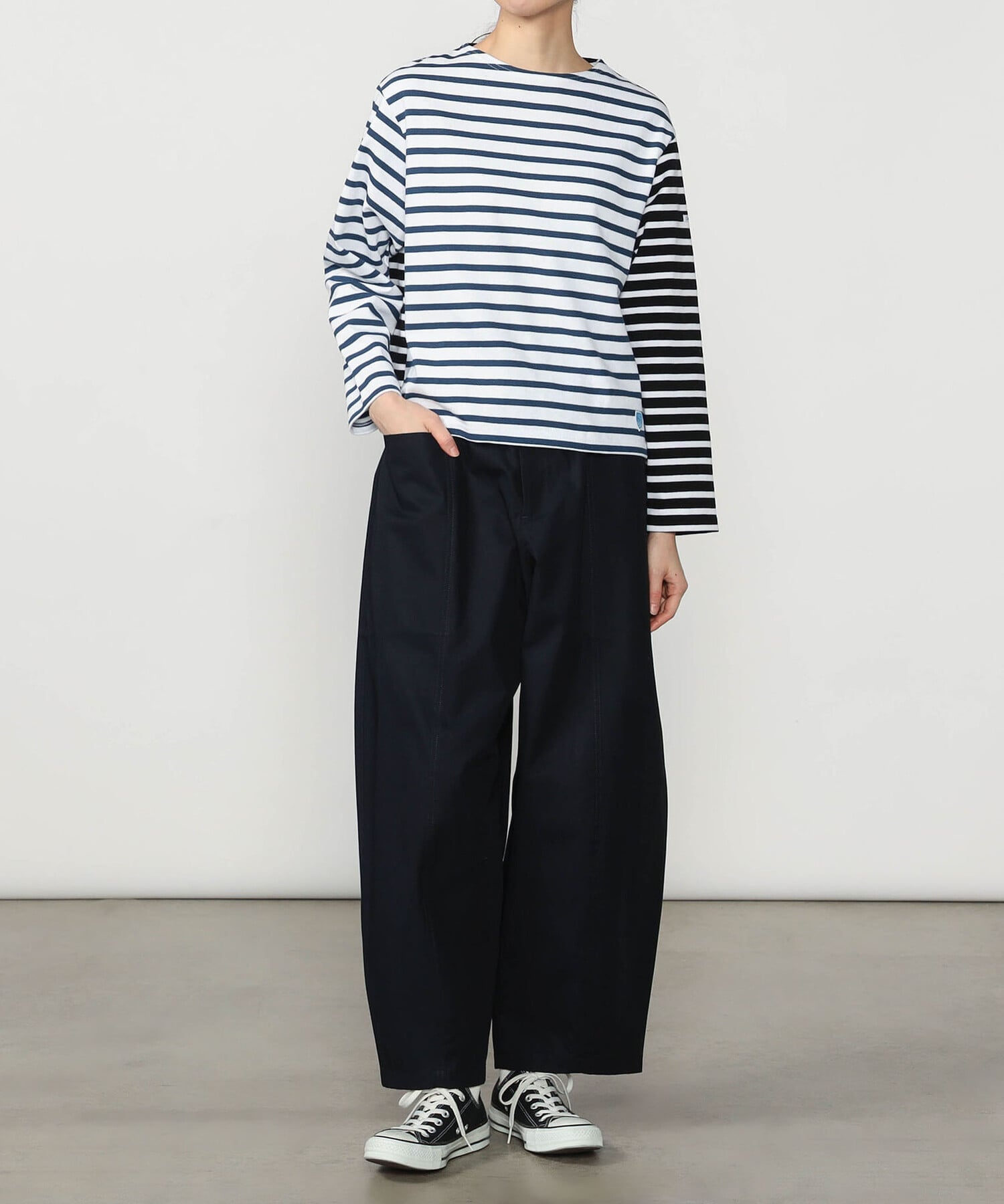 Bshop ORCIVAL ｜ ハーレクイン コットンロード クルーネックフレンチバスクTシャツ WOMEN ビショップ トップス カットソー・Tシャツ ネイビー