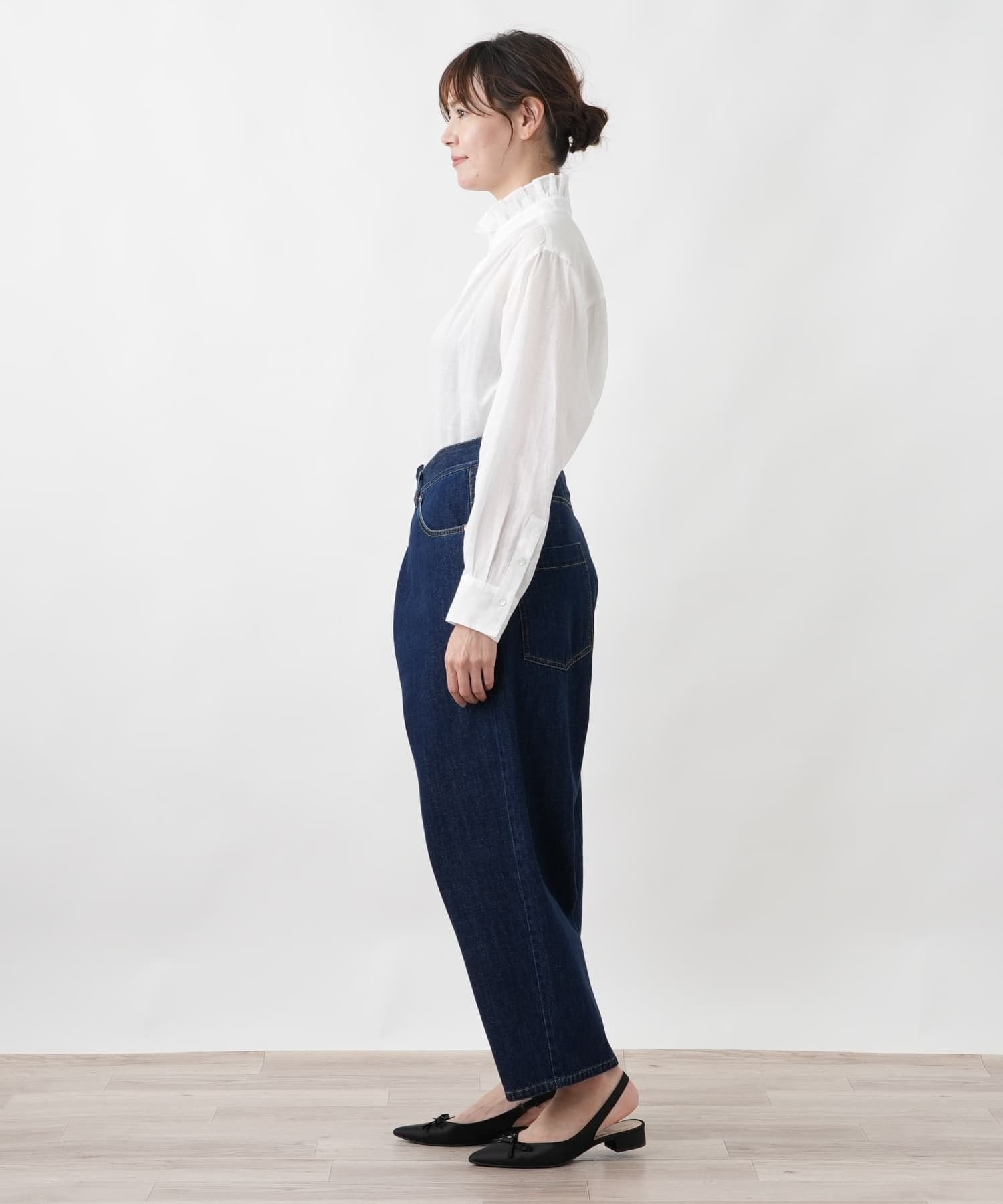 Leilian PLUS HOUSE ちょっと可愛い大人デニムパンツ【SORAGE】 レリアン プラスハウス パンツ ジーンズ・デニムパンツ ネイビー