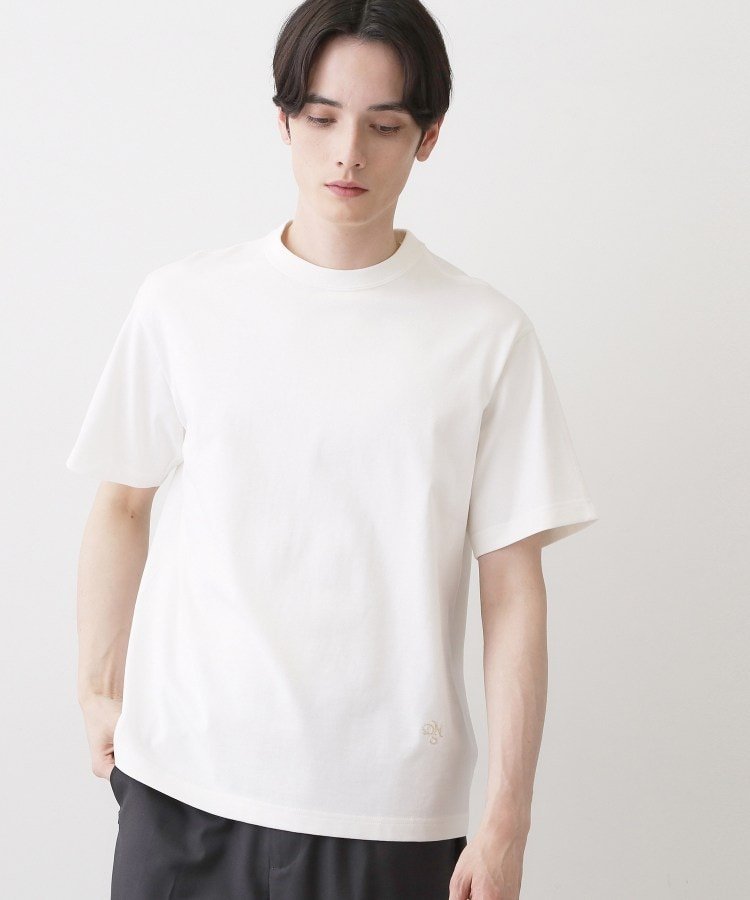 【SALE／10%OFF】Dessin 【洗える】和歌山ローズぺトールTシャツ デッサン トップス カットソー・Tシャツ ホワイト ネイビー【送料無料】