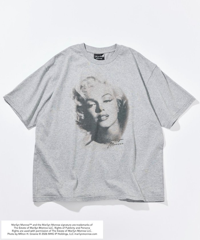 マリリンモンロー フェイスクラック フォト Tシャツ フリークスストア トップス カットソー・Tシャツ ブラック ホワイト