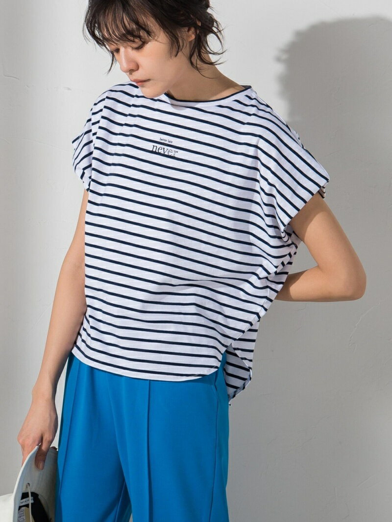 【SALE／50%OFF】MAYSON GREY 【socolla】neverロゴタックショルダーTシャツ＜洗濯機で洗える＞ メイソングレイ トップス カットソー・Tシャツ ブラック ネイビー ホワイト ベージュのサムネイル