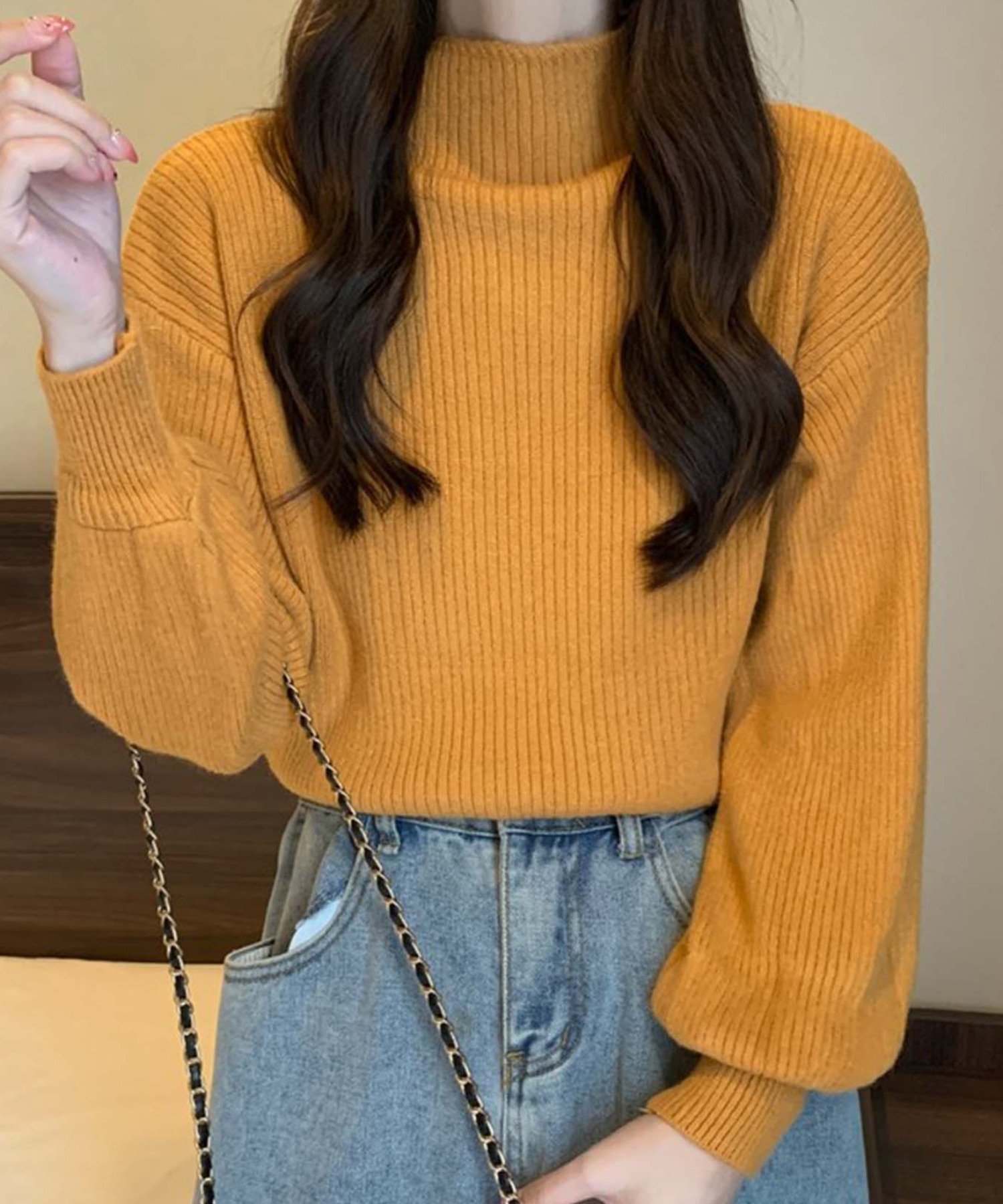 Girly Doll Girly Doll/ハイネックリブニットプルオーバー ドゥーラ ドゥーラ トップス ニット ブラック ピンク ホワイト ベージュ レッド ブラウン イエロー グレー