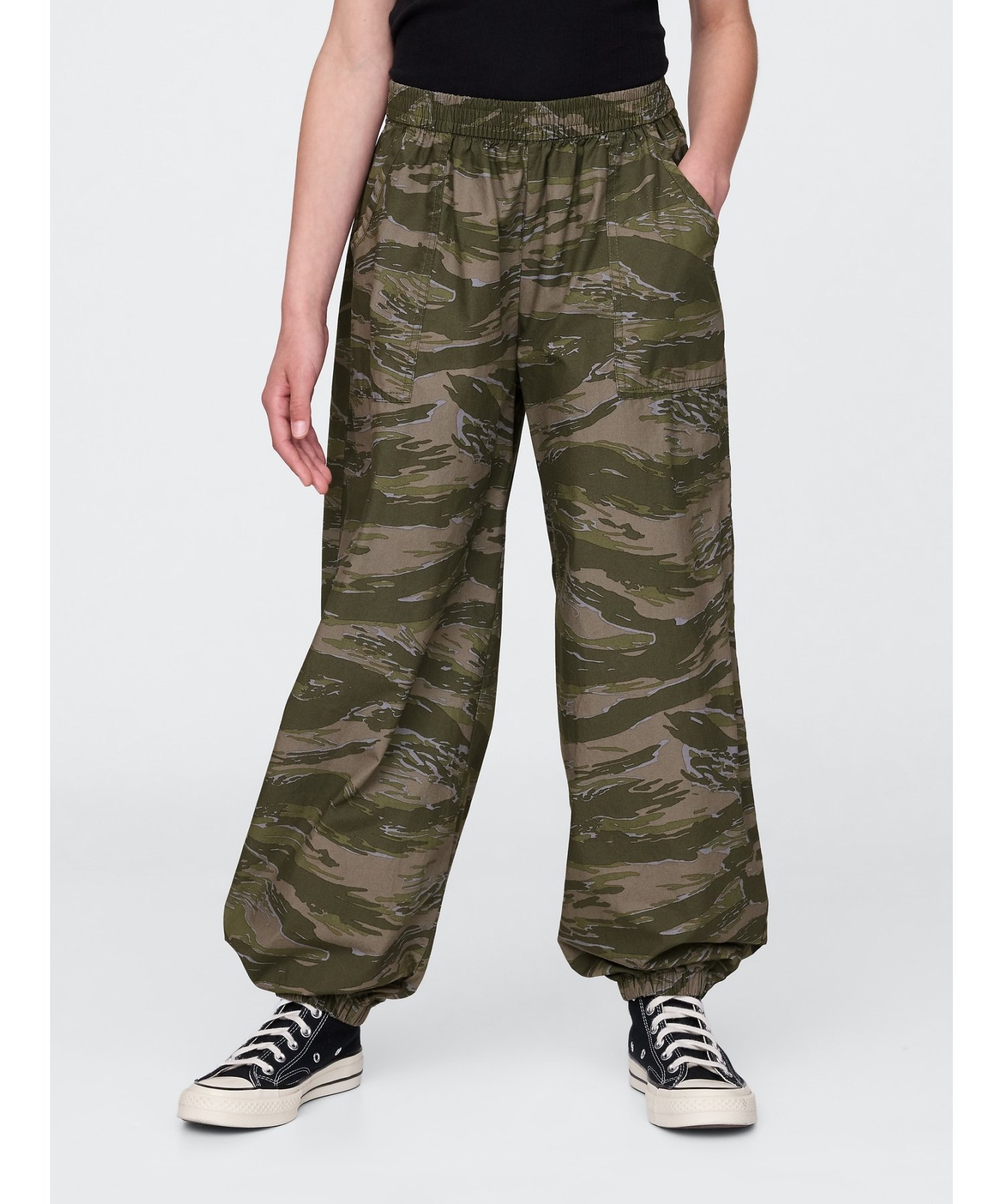 GAP (K)ポプリン バギージョガーパンツ (キッズ) ギャップ パンツ その他のパンツ カーキグリーン【送..