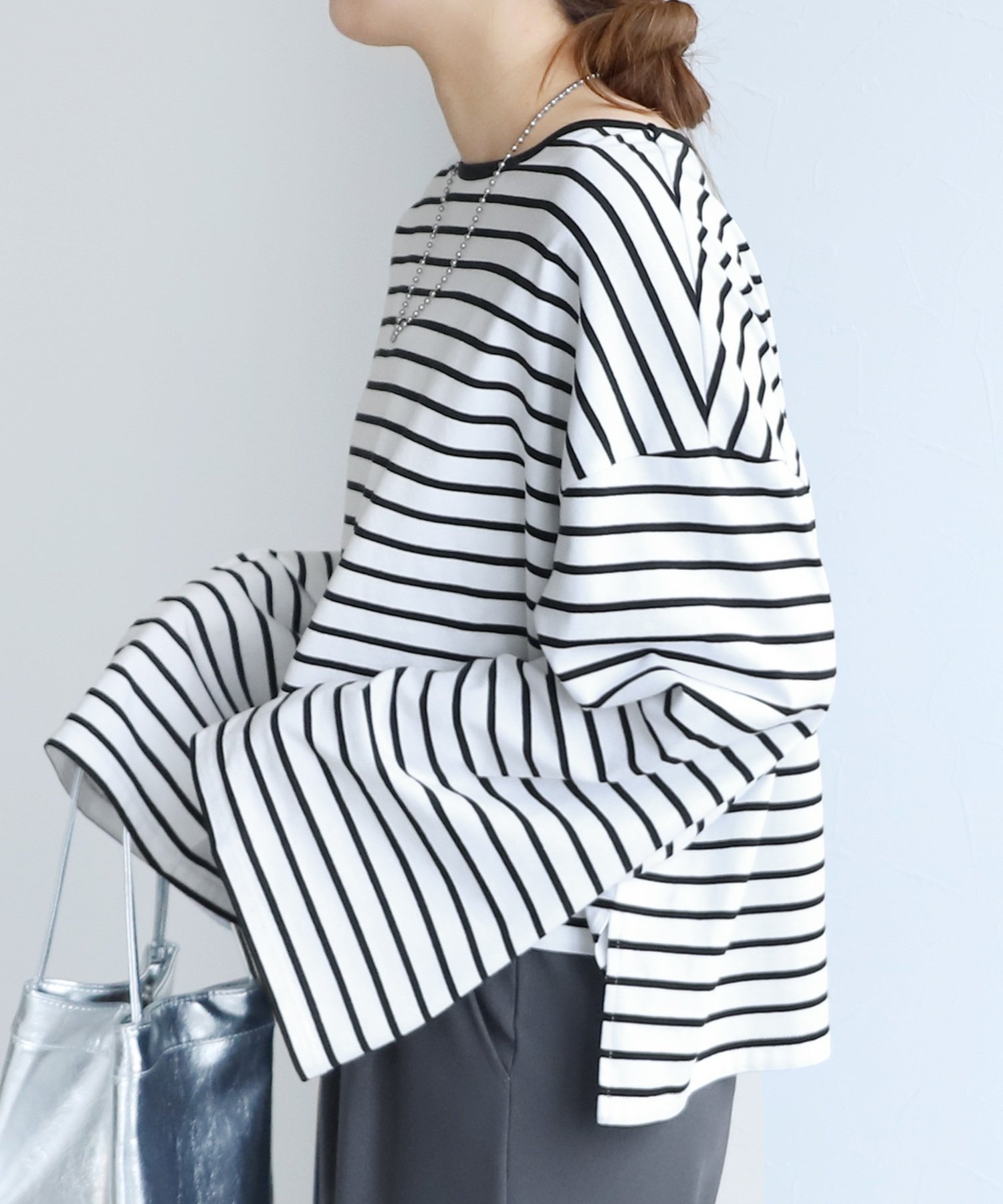 reca BIGボーダーT ショート丈(bel-y-30013-A) reca レカ レカ トップス カットソー・Tシャツ