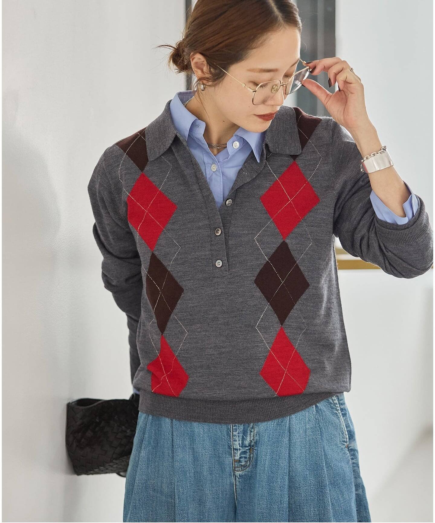 JOURNAL STANDARD 《予約》ウォッシャブルウール ポロシャツ ジャーナル スタンダード トップス ニット ブラウン グレー ネイビー【送料無料】