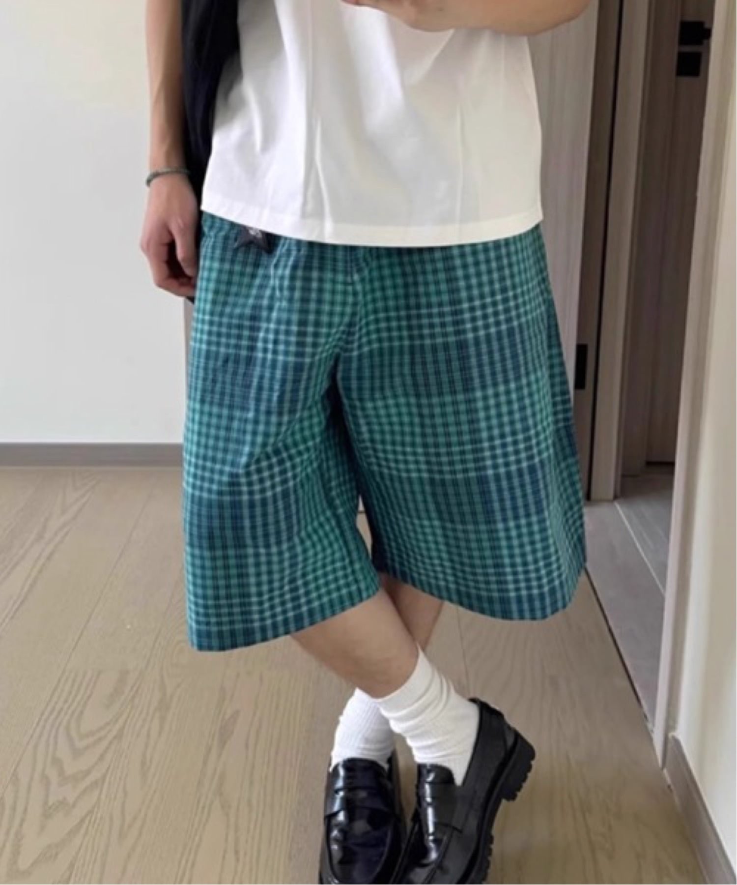 NOWLE NOWLE/(M)【NOWLE】オンブレチェック ワイドイージーハーフパンツ / バギーショーツ チェルカ パンツ その他のパンツ