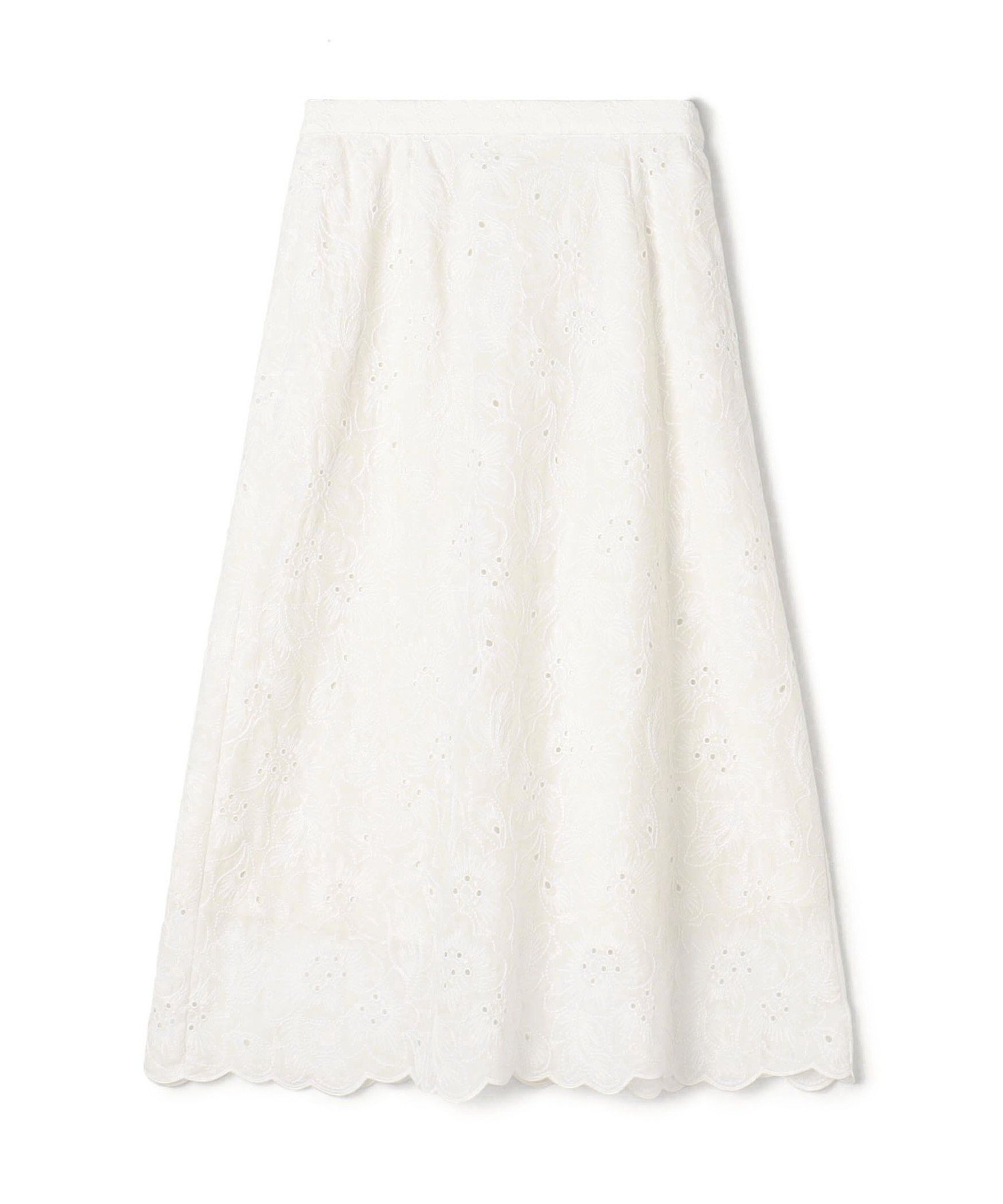 【SALE／66%OFF】Ballsey ボイルフラワーエンブロイダリー セミフレアスカート トゥモローランド スカート ミディアムスカート ネイビー ホワイト【送料無料】