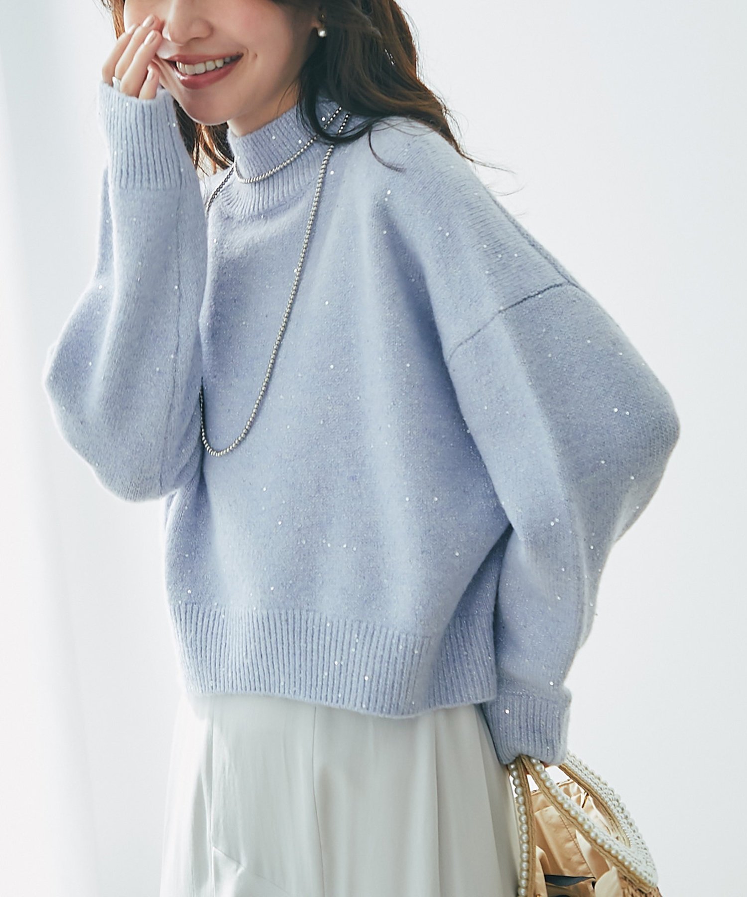 【SALE／58%OFF】La boutique BonBon 【miki監修・WEB限定カラーあり】きらきらニット ラブティックボンボン トップス ニット ベージュ ホワイト ブルー ピンク【送料無料】のサムネイル