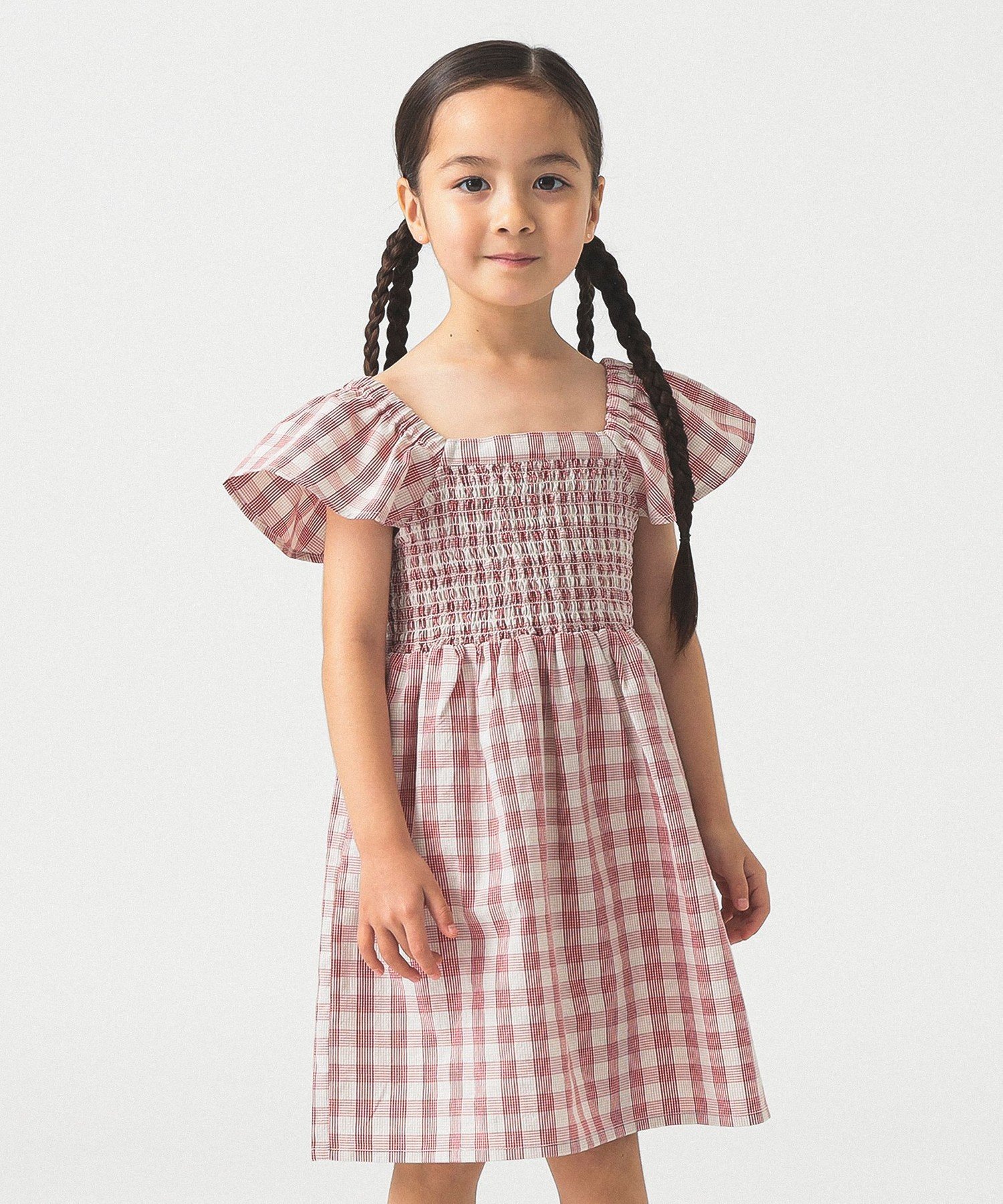 【SALE／40%OFF】B:MING by BEAMS チェック シャーリング ワンピース 2025SS(100~140cm) ビーミング ライフストア バイ ビームス ワンピース・ドレス その他のワンピース・ドレス ブルー レッド