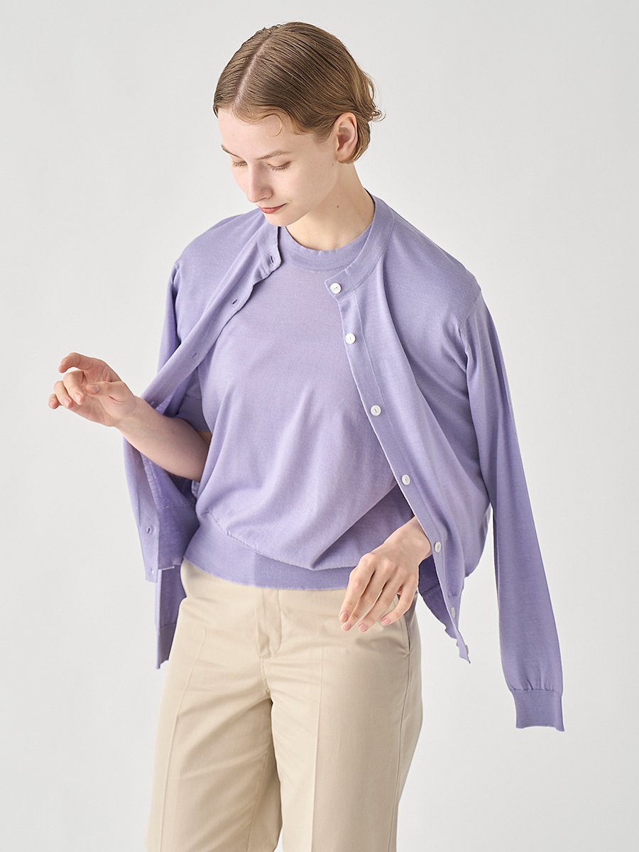 JOHN SMEDLEY [Anglo Indian Gauze]クルーネック長袖ニットカーディガン ...