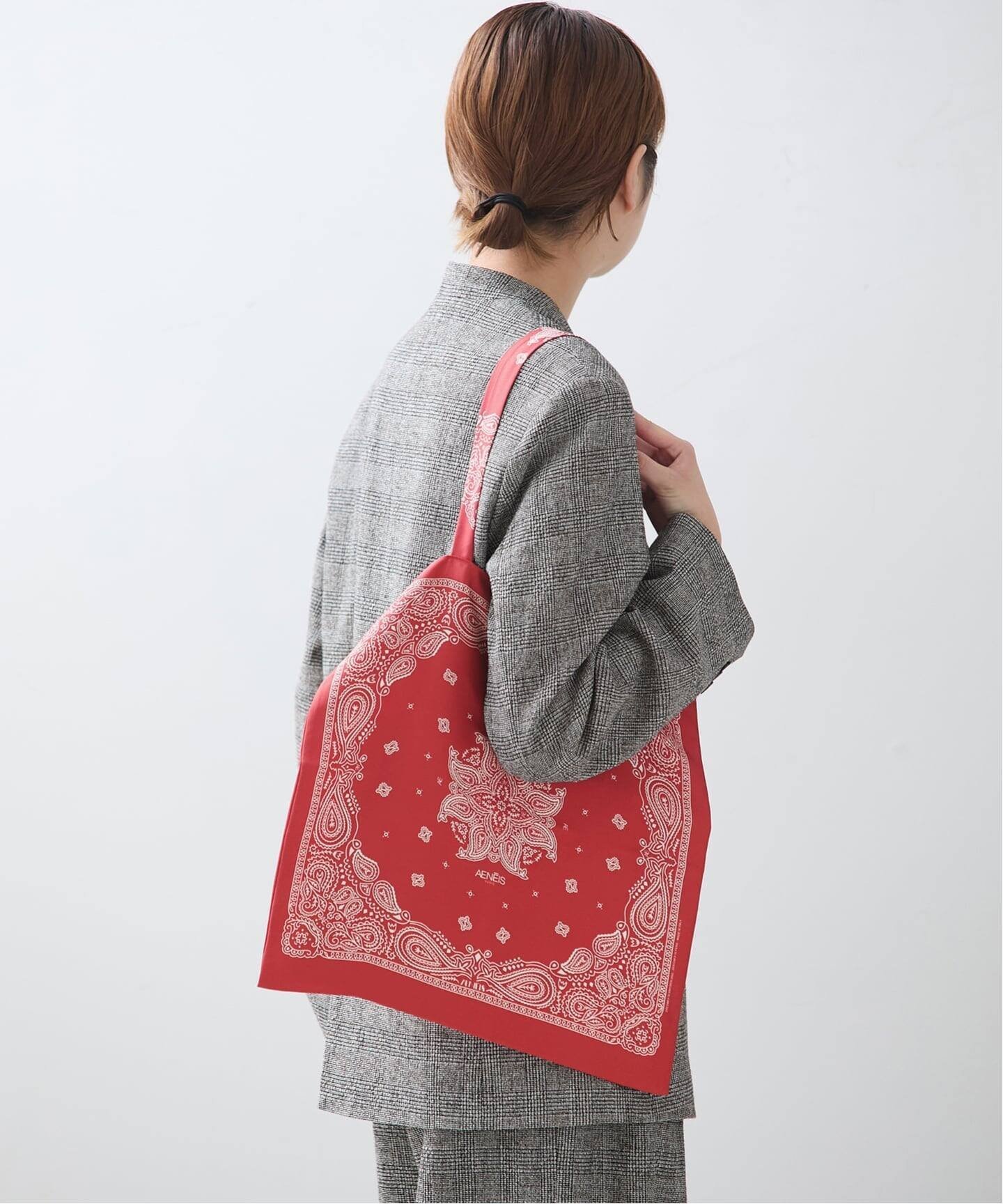 JOURNAL STANDARD L'ESSAGE 《追加》【AENEIS/エネス】Minimal Bandana Silk Totebag:トートバッグ ジャーナルスタンダード レサージュ バッグ トートバッグ ブラック レッド【送料無料】