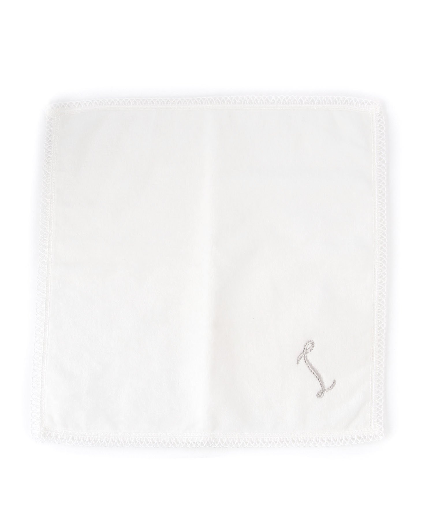 BARNEYS NEW YORK (W)イニシャルレースタオルハンカチ バーニーズ ニューヨーク ファッション雑貨 ハンカチ・ハンドタオル ホワイト