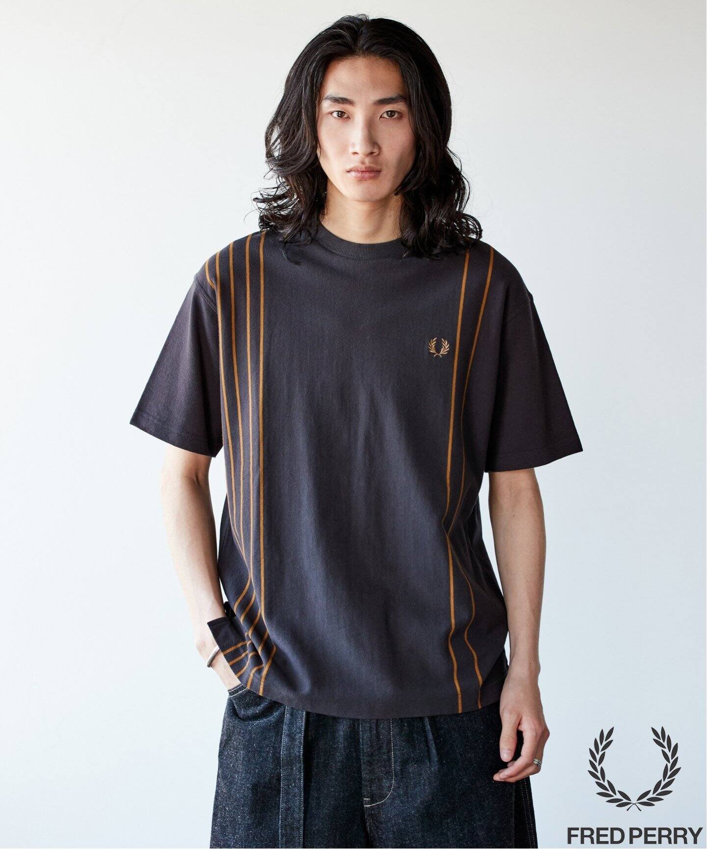 フレッドペリー Tシャツ メンズ JOURNAL STANDARD FRED PERRY for JOURNAL STANDARD / ストライプピケ Tシャツ ジャーナル スタンダード トップス カットソー・Tシャツ グレー ネイビー レッド【送料無料】