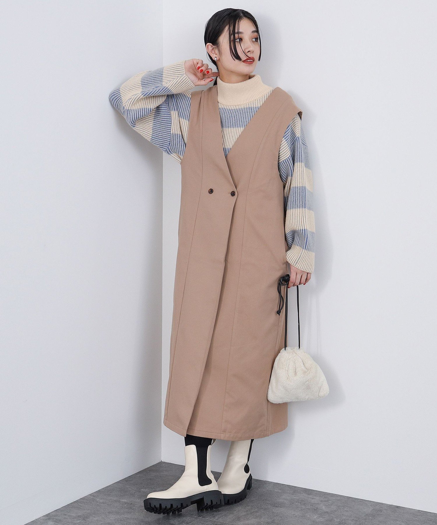 【SALE／70%OFF】BEAMS HEART WOMEN ロングジレ風 ジャンパースカート ビームス アウトレット ワンピース・ドレス その他のワンピース・ドレス カーキグリーン ネイビー ベージュ