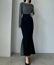 【SALE/74%OFF】JUNOAH Louere ストレッチデニムバックマーメイドスカート ジュノア スカート ロング・マキシスカート ブラック グレー ネイビー