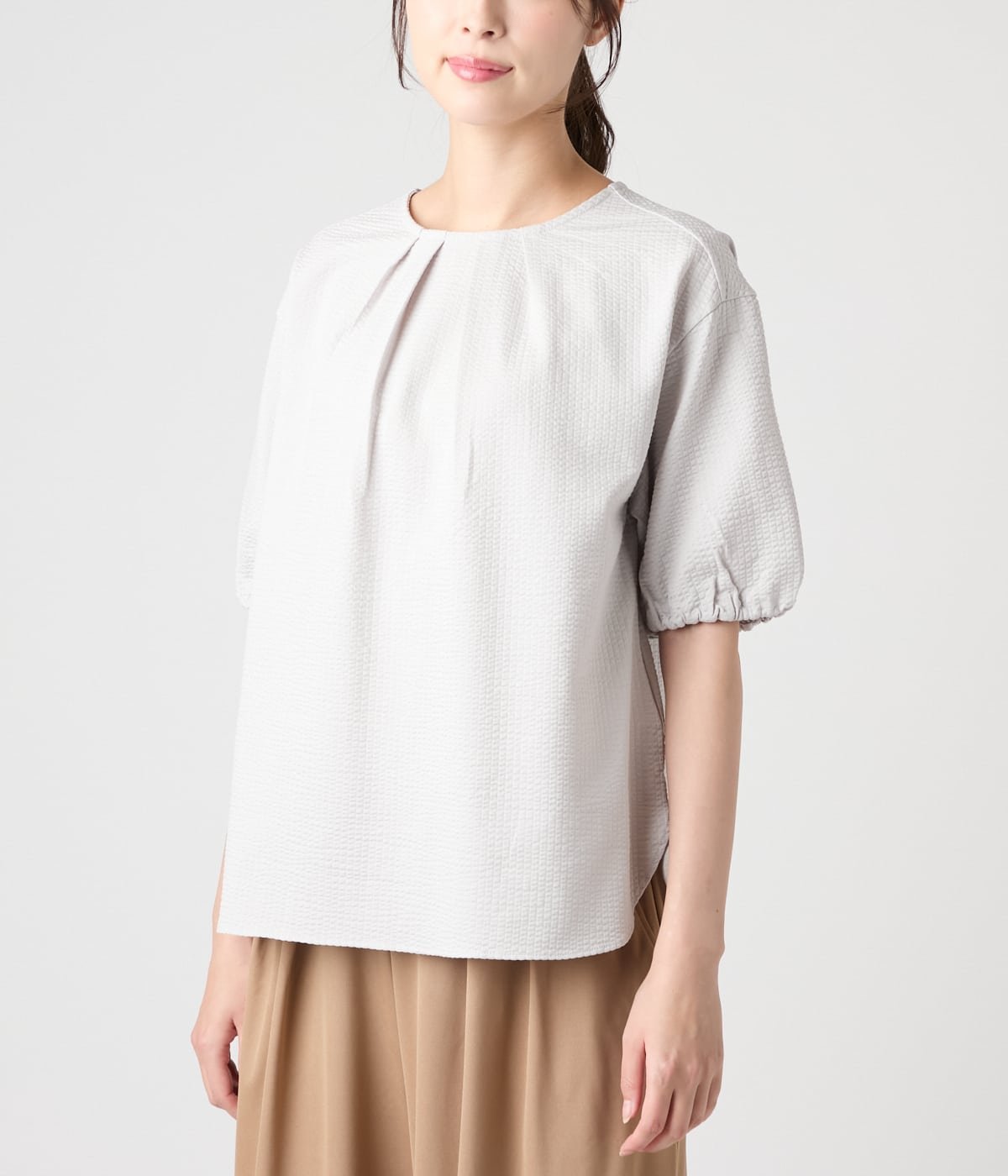 NEWYORKER WOMEN サッカーストライプ フロントタックプルオーバー ニューヨーカー トップス カットソー・Tシャツ ブルー