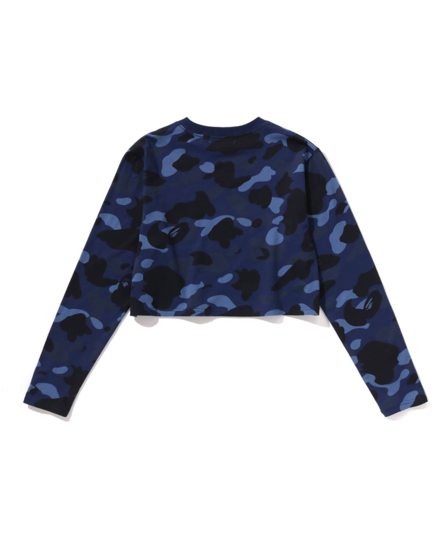 A BATHING APE (W)COLOR CAMO CROPPED LS TEE L ア ベイシング エイプ トップス カットソー・Tシャツ ネイビー ピンク【送料無料】