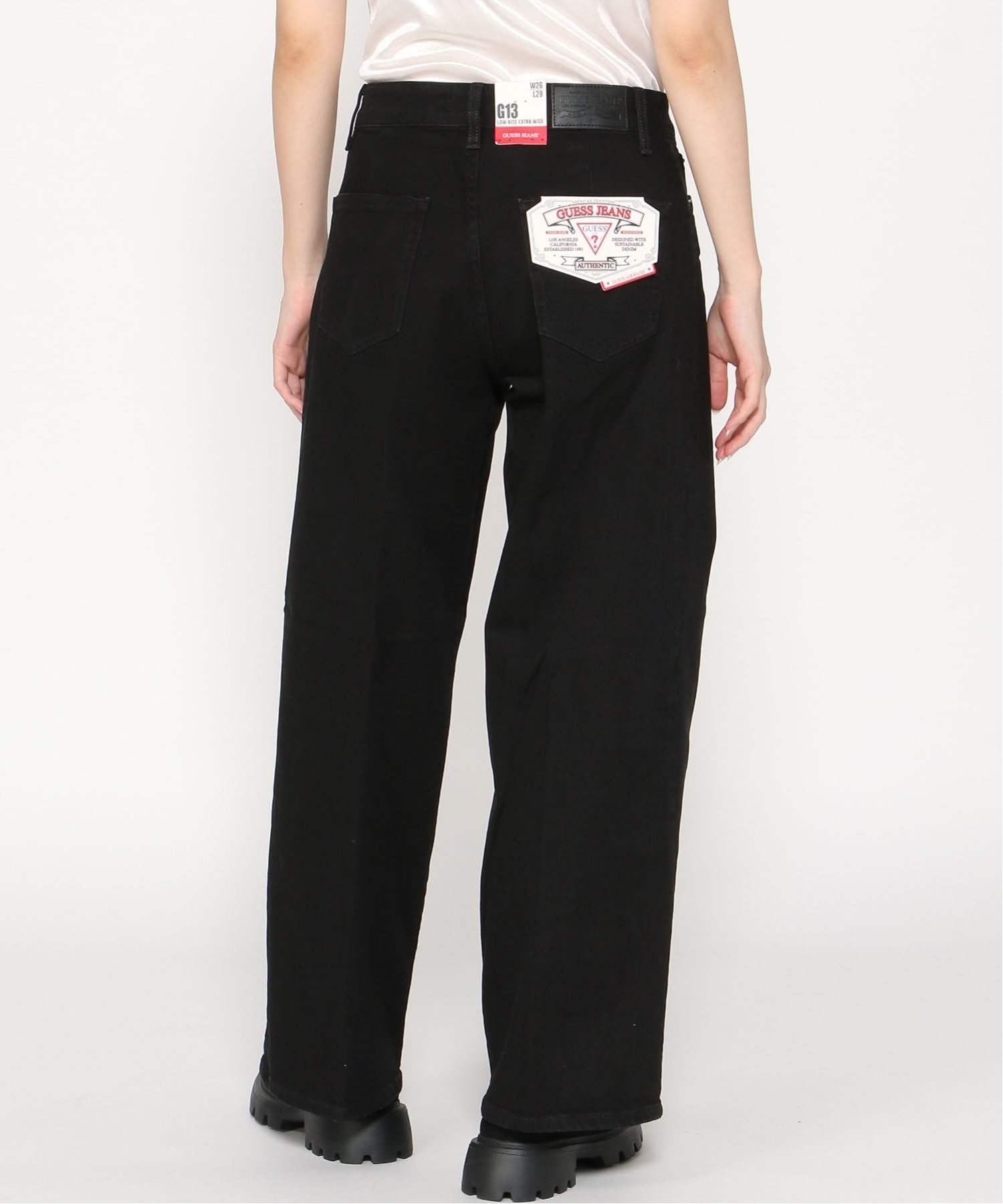 GUESS JEANS デニムパンツ ワイドジーンズ レディース (W)G12 Extra Wide Leg ゲス パンツ ジーンズ・デニムパンツ ブラック