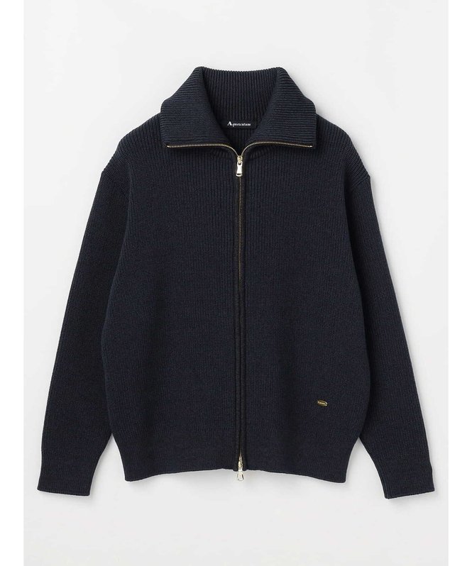 Aquascutum WOMEN ダブルジップカーディガン アクアスキュータム トップス ニット ネイビー【送料無料】
