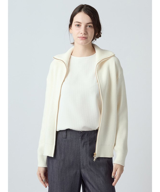【SALE／30%OFF】Aquascutum WOMEN ダブルジップカーディガン アクアスキュータム トップス ニット ネイビー ホワイト【送料無料】
