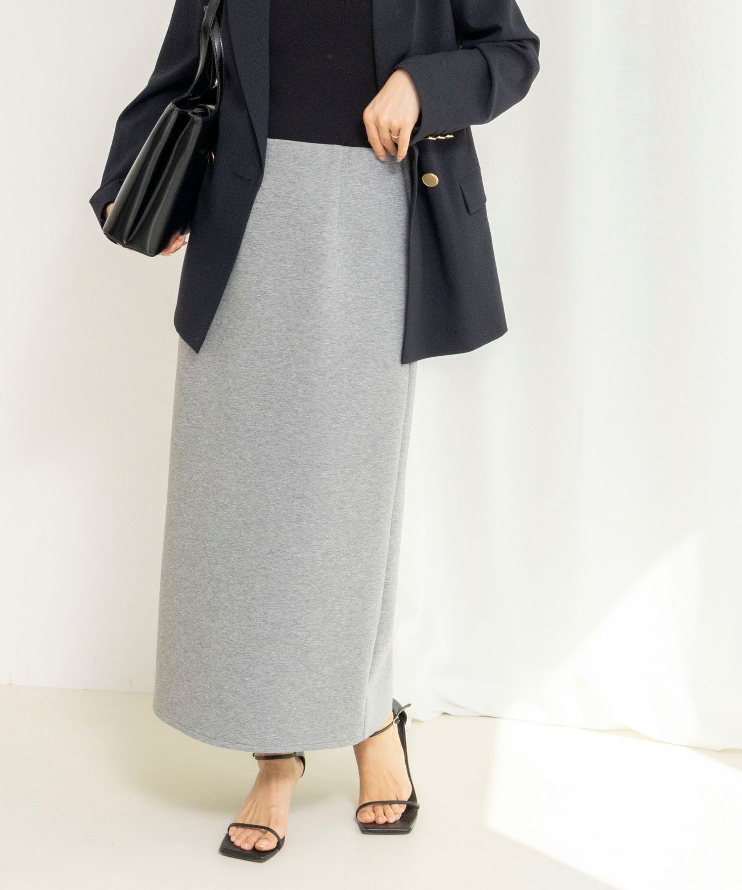 【SALE／30%OFF】NOLLEY'S 【WEB限定】ウォッシャブルダンボールタイトスカート ノーリーズ スカート ロング・マキシスカート グレー ブラック【送料無料】
