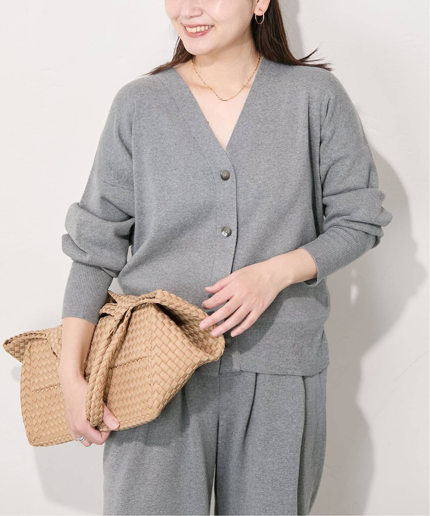 JOURNAL STANDARD 《予約》コットンシルクミックスVカーディガン ジャーナル スタンダード トップス カーディガン グレー ネイビー【送料無料】