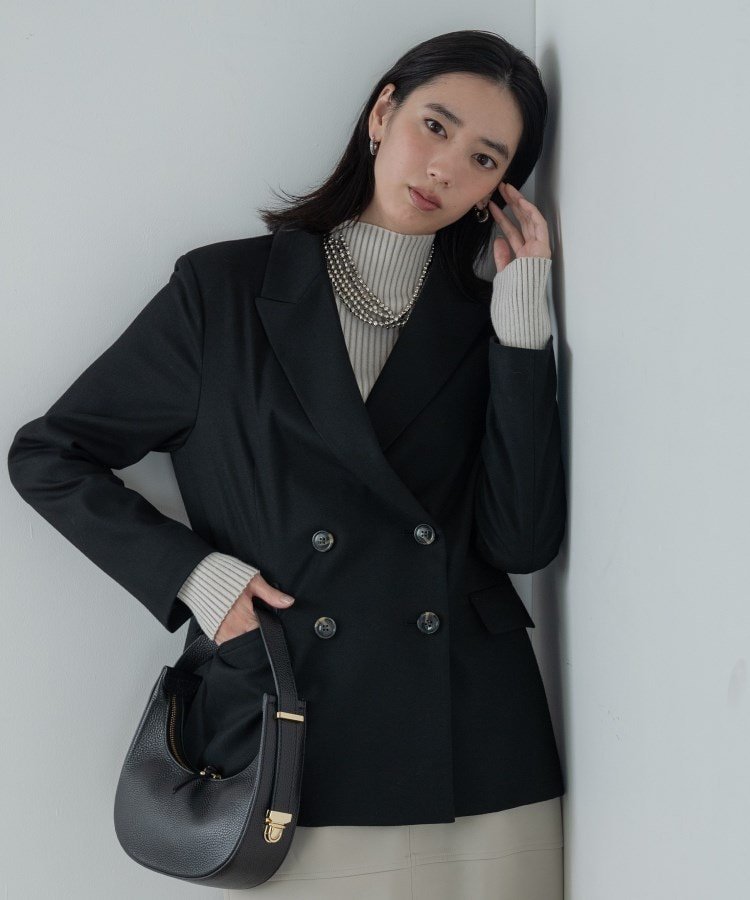 Comfy SET UP｜ダブルブレストジャケット【再入荷/セットアップ対応/通勤/カセット服】 ギャレスト ジャケット・アウター テーラードジャケット・ブレザー ブラック グレー