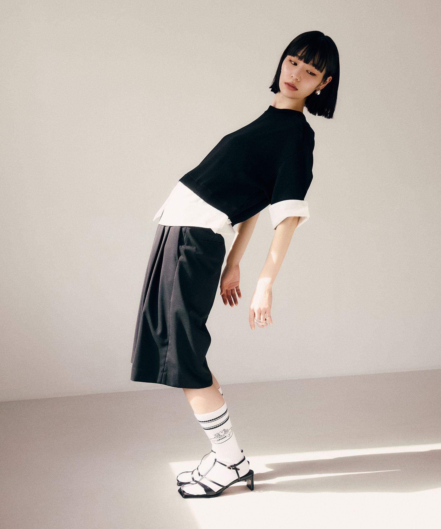 【サステナブル】アジャストハーフパンツ アダムエロペ パンツ その他のパンツ ブラウン ブラック