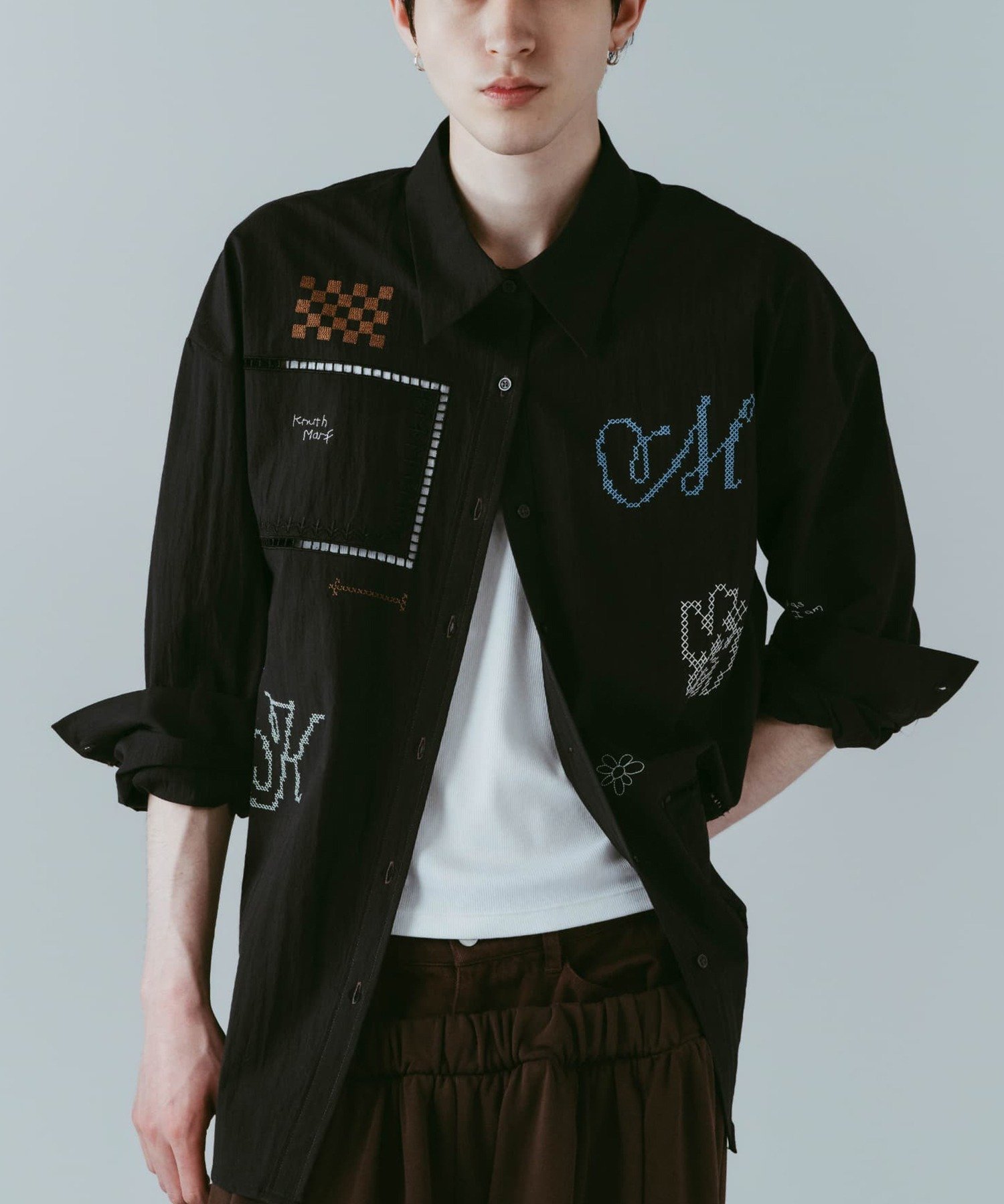 Knuth Marf Knuth Marf/embroidered shirt カセットチャート トップス シャツ・ブラウス ブラック