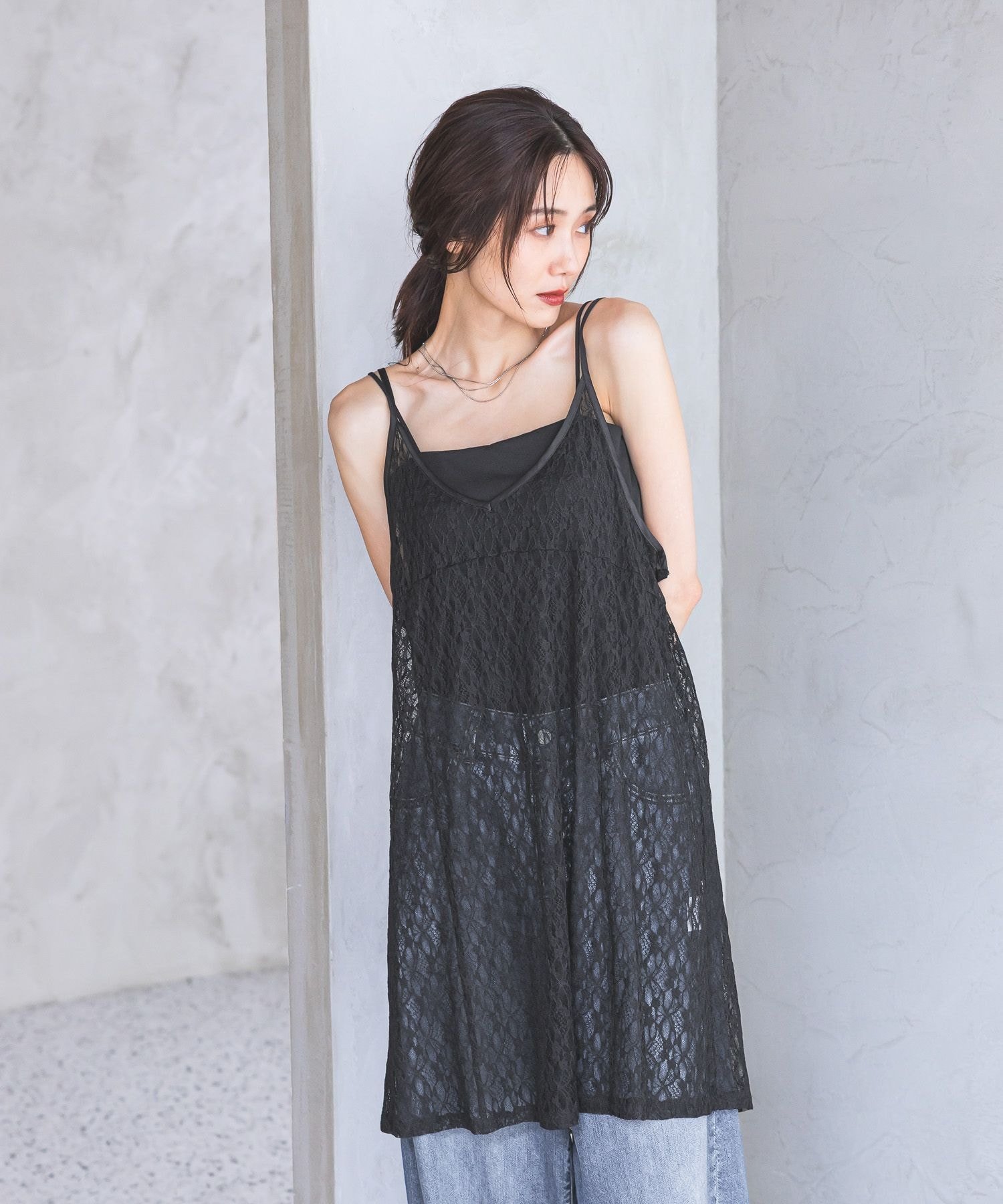 GLOBAL WORK 総レースキャミチュニック/796972 グローバルワーク トップス その他のトップス ホワイト ブラック stylife-15697180 Rakuten Fashion パッケージ画像