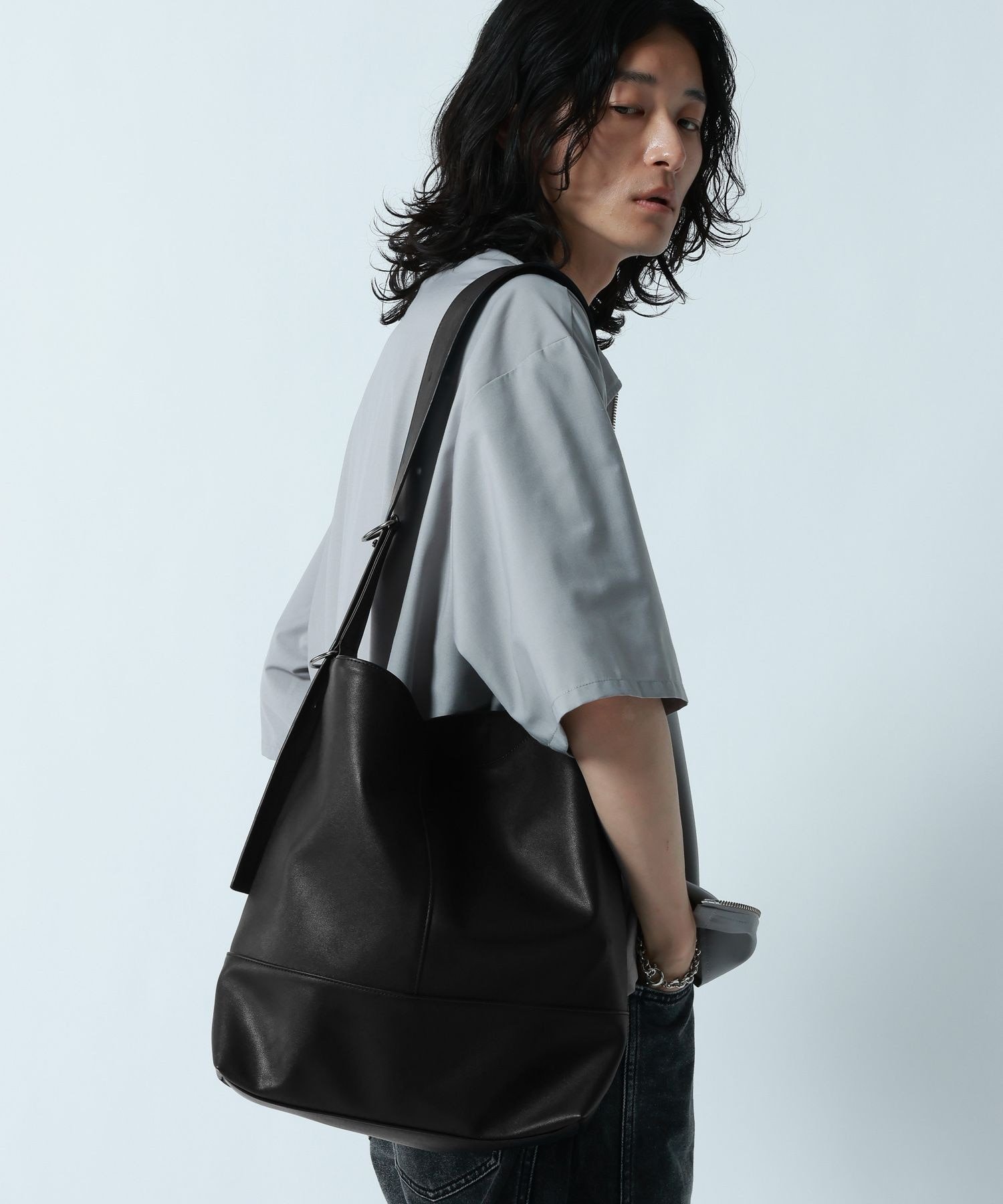 RAGEBLUE シンセティックレザー/Dリングショルダートートバッグ レイジブルー バッグ トートバッグ ブラック