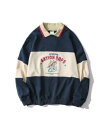【SALE/10%OFF】HOOK HOOK/(U)【HOOK】アメリカアンティーク風プリント 切替 長袖ポロシャツ アイモハ トップス ポロシャツ レッド ネ...