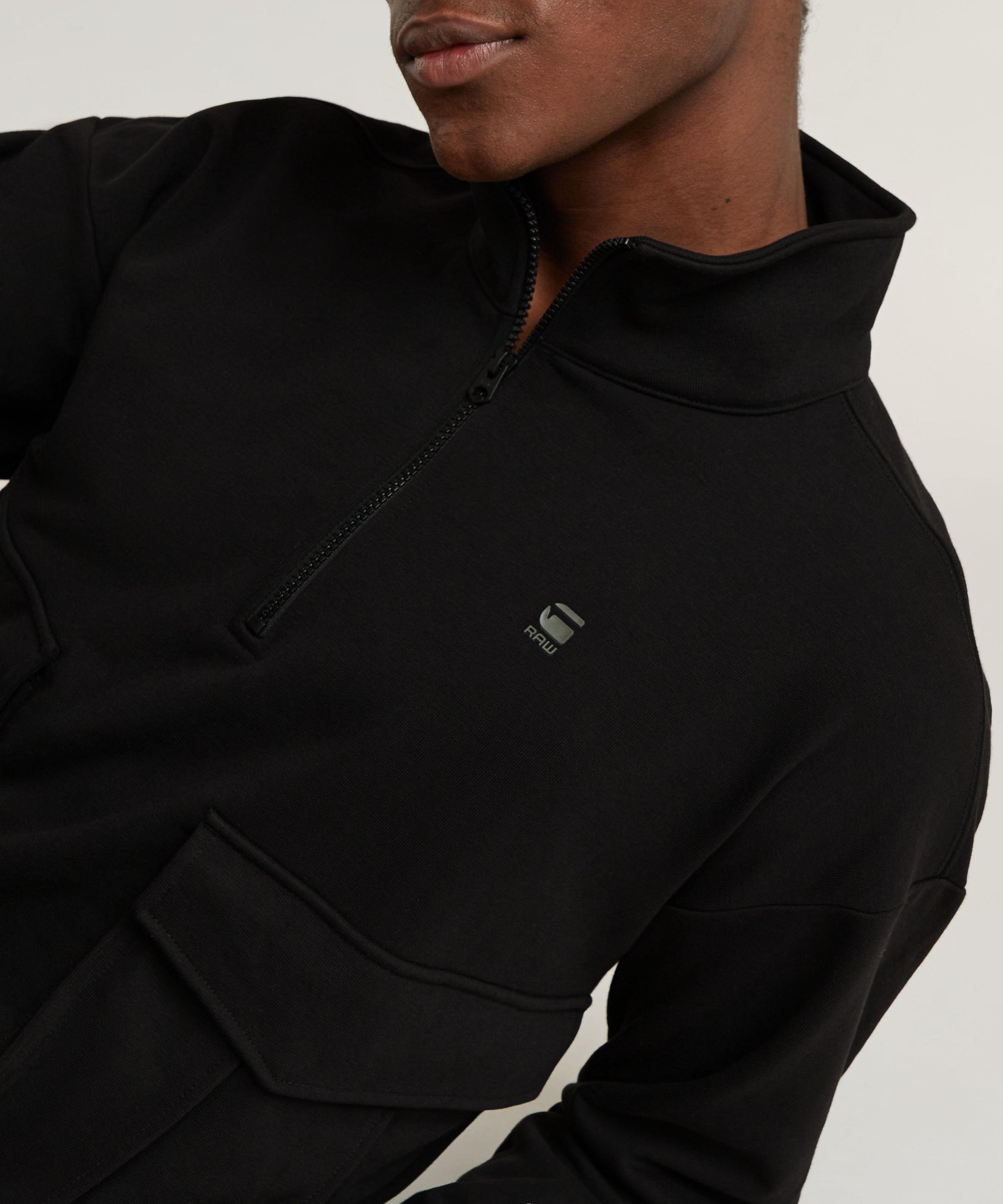 【公式ショップ】ROVIC SKIPPER LOOSE SWEATER/ミリタリーディテールオーバーサイズハーフジップスウェット ジースターロゥ トップス スウェット・トレーナー ブラック