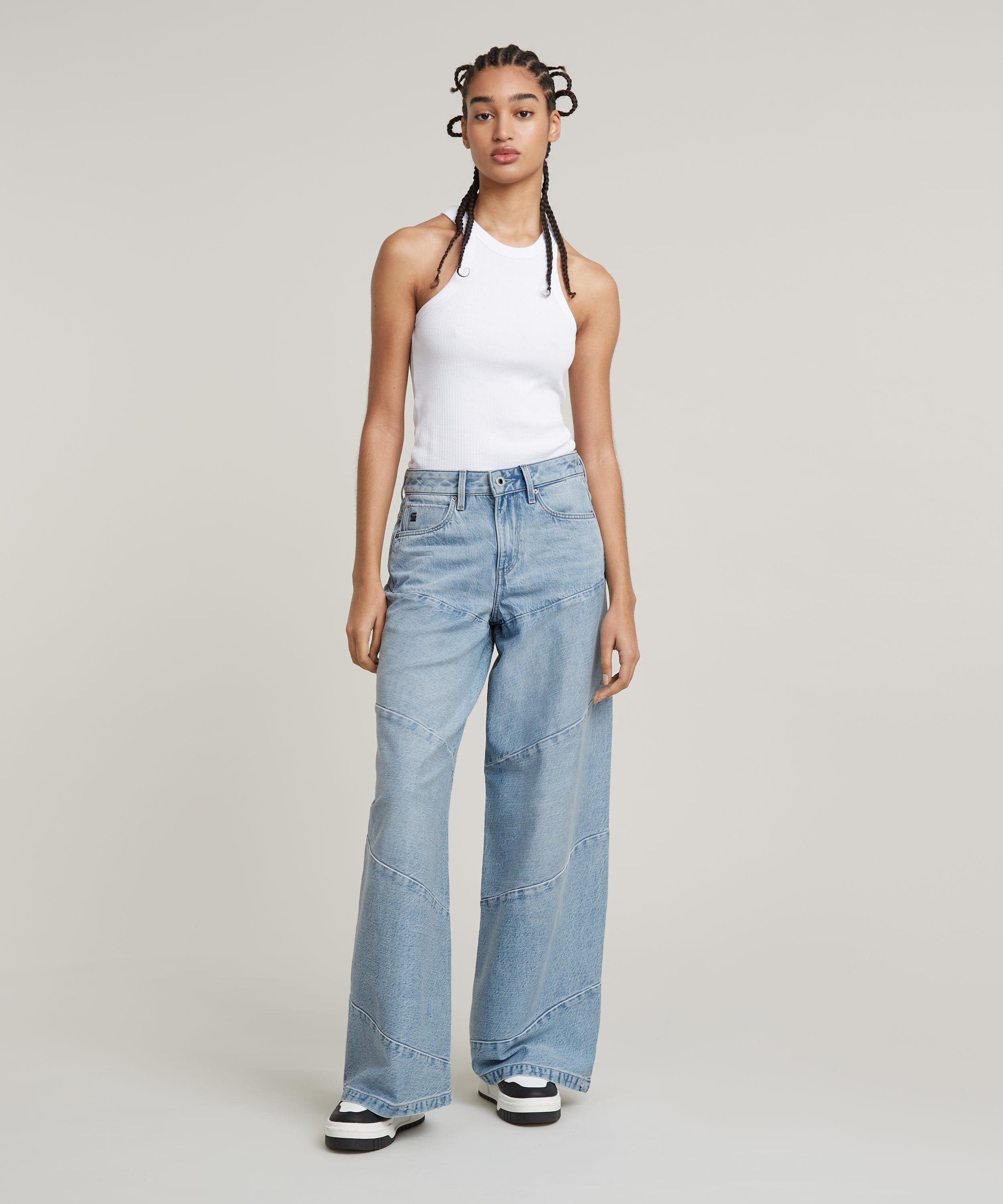 【公式ショップ】SPIRAQ 3D HIGH WAIST WIDE JEANS/スパイラルデザイン立体裁断ハイウエストワイドジーンズ ジースターロゥ パンツ ジーンズ・デニムパンツ ブルー
