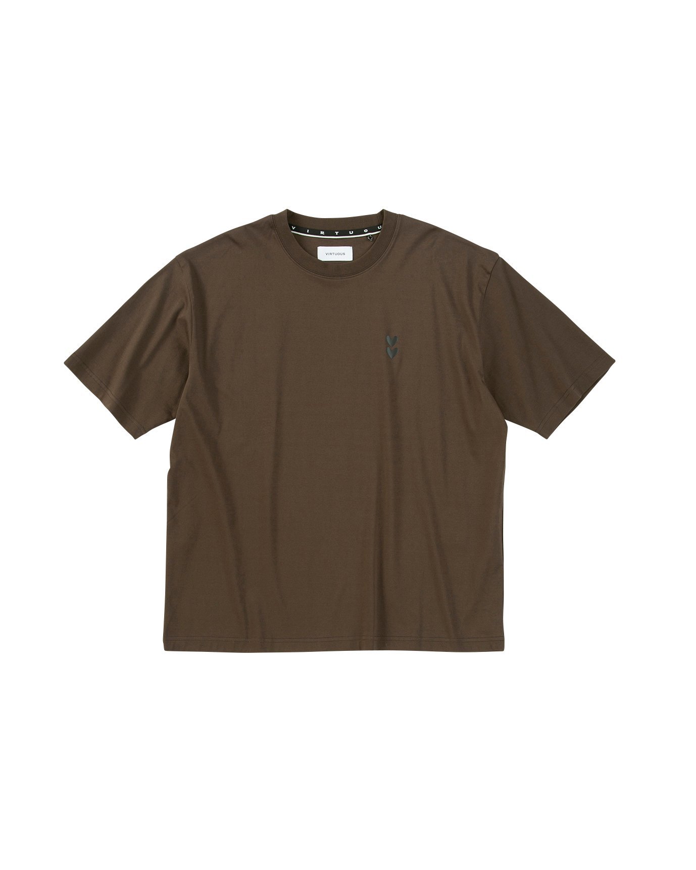 YEVS 【VIRTUOUS】シルケットハートロゴTシャツ イーブス トップス カットソー・Tシャツ ホワイト ブラウン