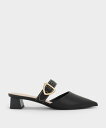 CHARLES & KEITH Sepphe セフェ ツイルメタリックバックルポインテッドトゥヒールミュール チャールズアンドキース シューズ・靴 ミュール ブ...
