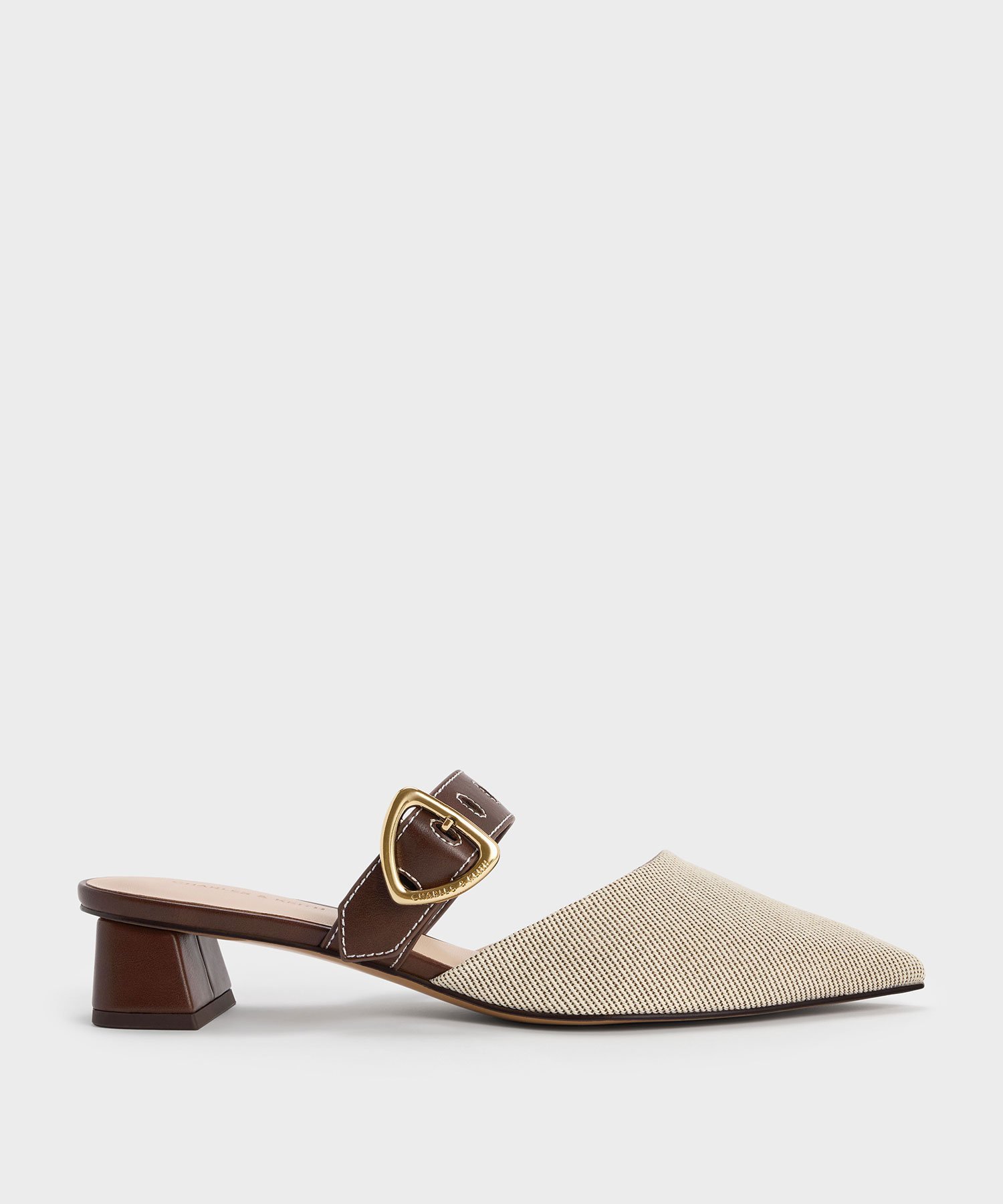 CHARLES & KEITH Sepphe セフェ メタリックバックル ポインテッドトゥヒールミュール チャールズアンドキース シューズ・靴 パンプス ブラック ブラウン【送料無料】