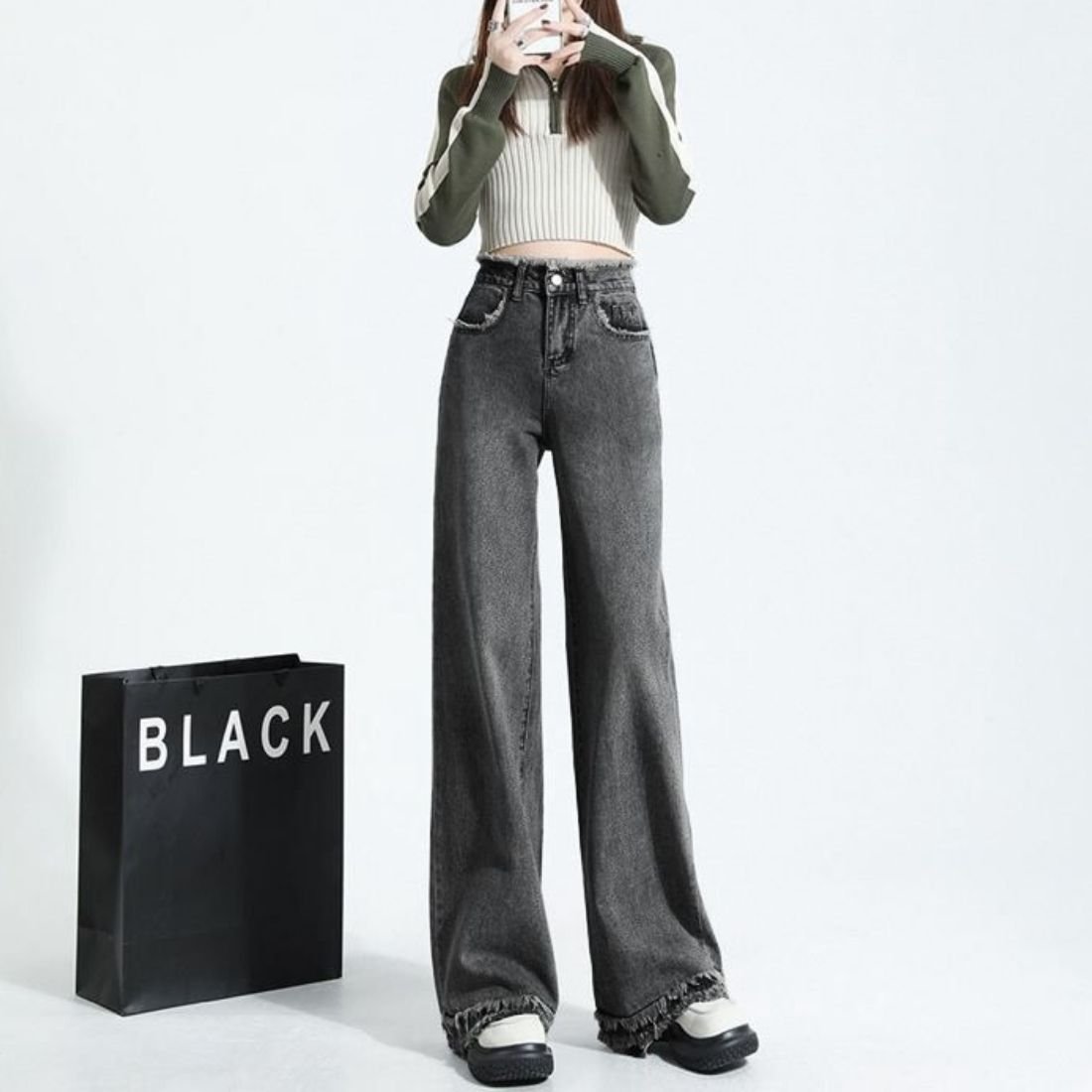 Cotton - 【SALE／33%OFF】maison de LATIR 春の大人こなれ感を演出するワイドデニムパンツ メゾンドラティール パンツ ジーンズ・デニムパンツ ホワイト ブルー ブラック【送料無料】