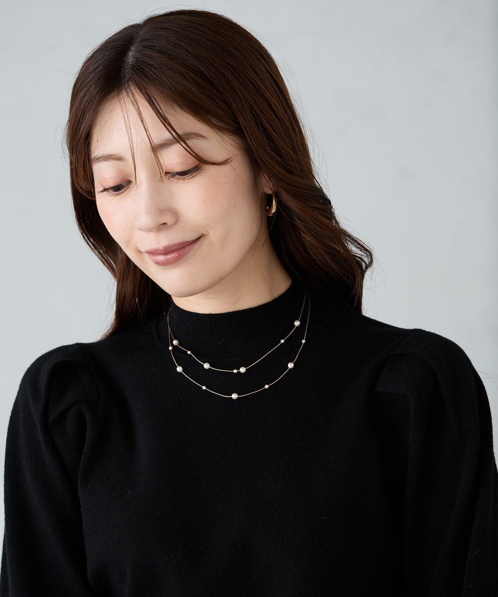 【SALE／20%OFF】a.v.v パールコンビ2連ネックレス アー・ヴェ・ヴェ アクセサリー・腕時計 ネックレス ゴールド