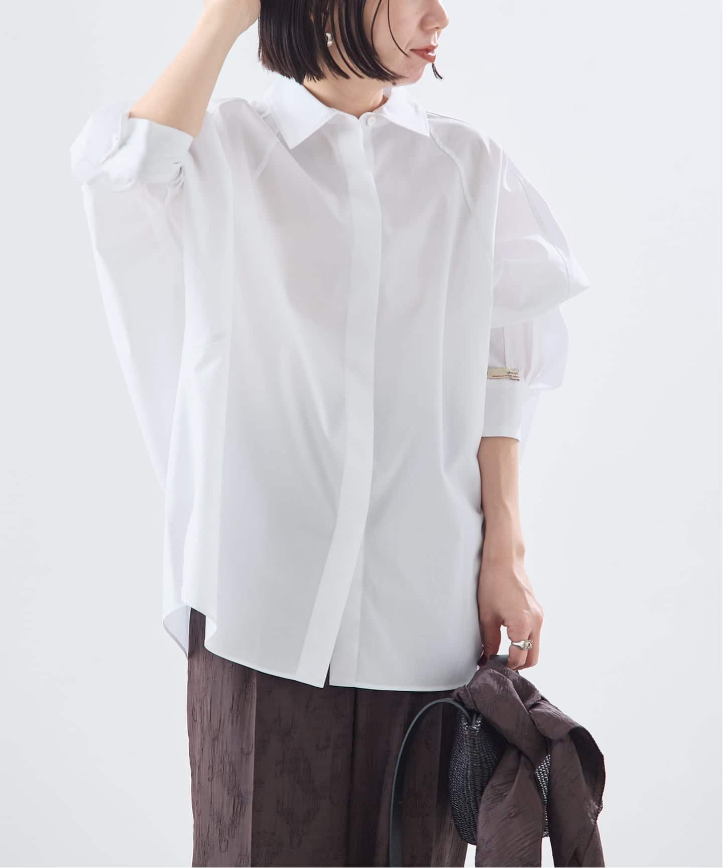 JOURNAL STANDARD L'ESSAGE SIDOGRASボリュームスリーブシャツ ジャーナルスタンダード レサージュ トップス シャツ・ブラウス ネイビー ブルー ホワイト