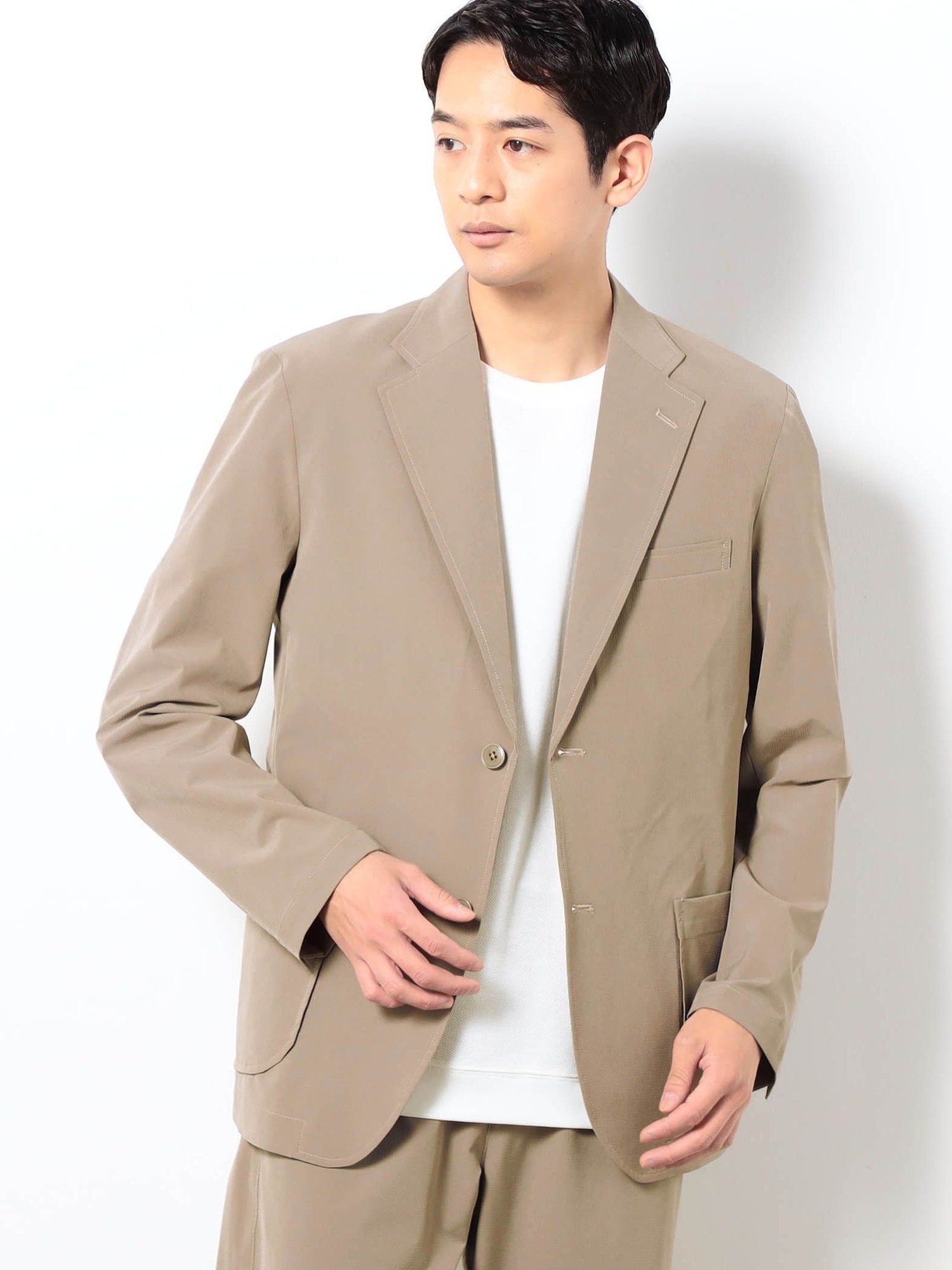 【SALE／10%OFF】Grand PARK NICOLE ナイロンリップストレッチテーラードジャケット ニコル ジャケット・アウター デニムジャケット ベージュ カーキグリーン ネイビー ブラック【送料無料】