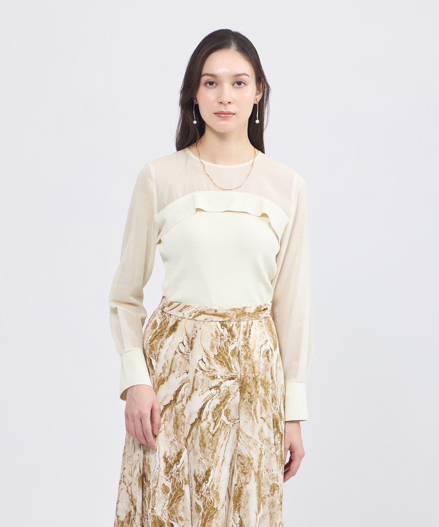 EPOCA 【La maglia】 シアーコンビニットプルオーバー エポカ トップス ニット ネイビー ホワイト パープル【送料無料】