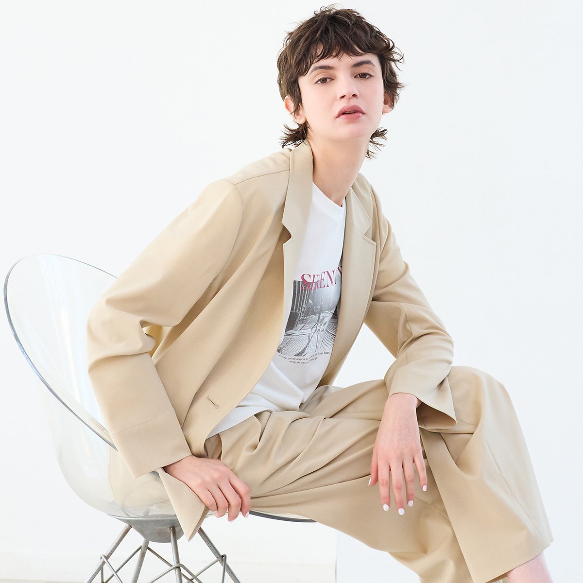 R-ISM 【接触冷感・吸水速乾・紫外線防止・洗える】ライトツイルテーラードジャケット リズム ジャケット・アウター テーラードジャケット・ブレザー ネイビー ベージュ