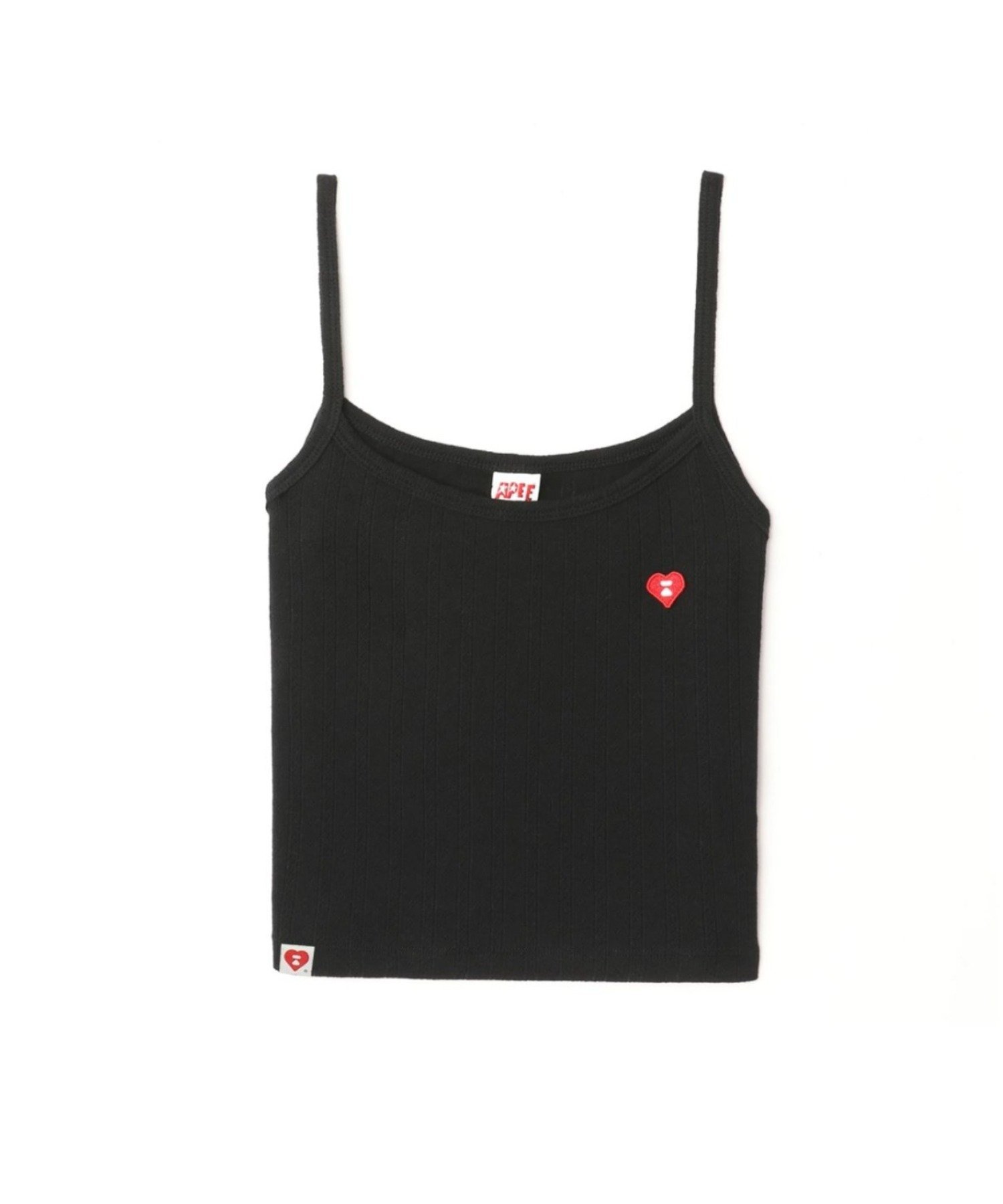 A BATHING APE HEART BADGE POINTELLE CAMISOLE ア ベイシング エイプ トップス ノースリーブ・タンクトップ ブラック ホワイト
