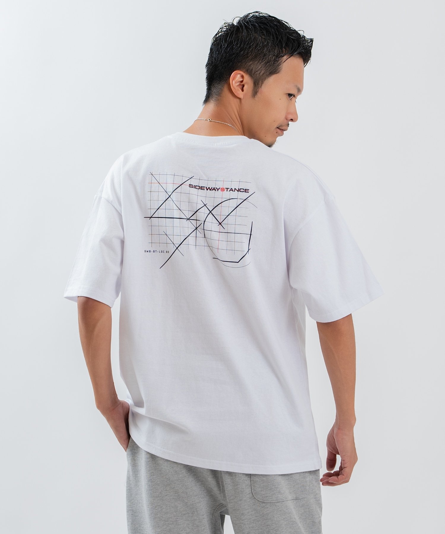 SIDEWAY STANCE SIDEWAY STANCE サイドウェイスタンス 設計図プリント 半袖Tシャツ インプローブス トップス カットソー・Tシャツ ホワイト ブラック