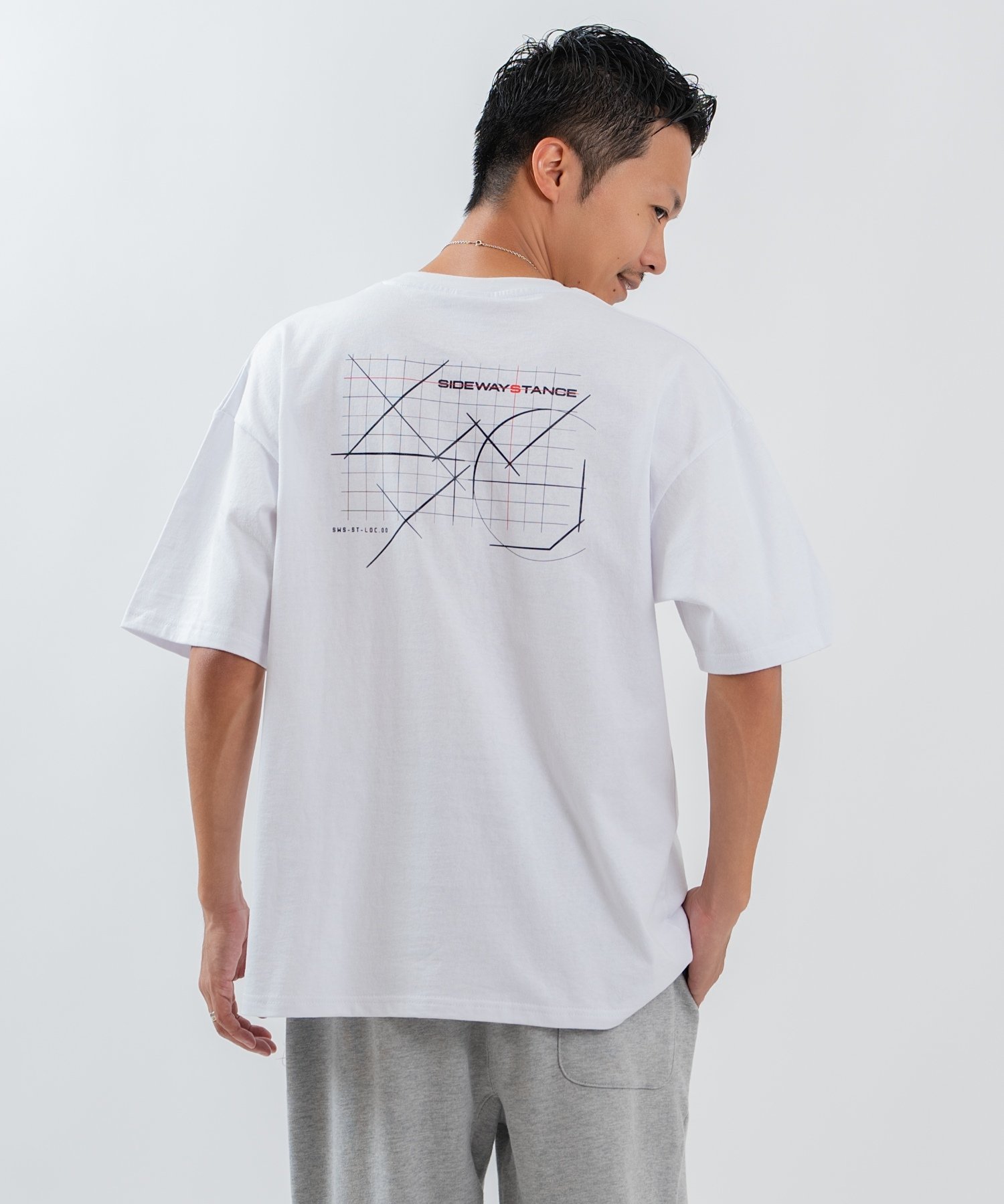SIDEWAY STANCE SIDEWAY STANCE サイドウェイスタンス 設計図プリント 半袖Tシャツ インプローブス トップス カットソー・Tシャツ ホワイト ブラック