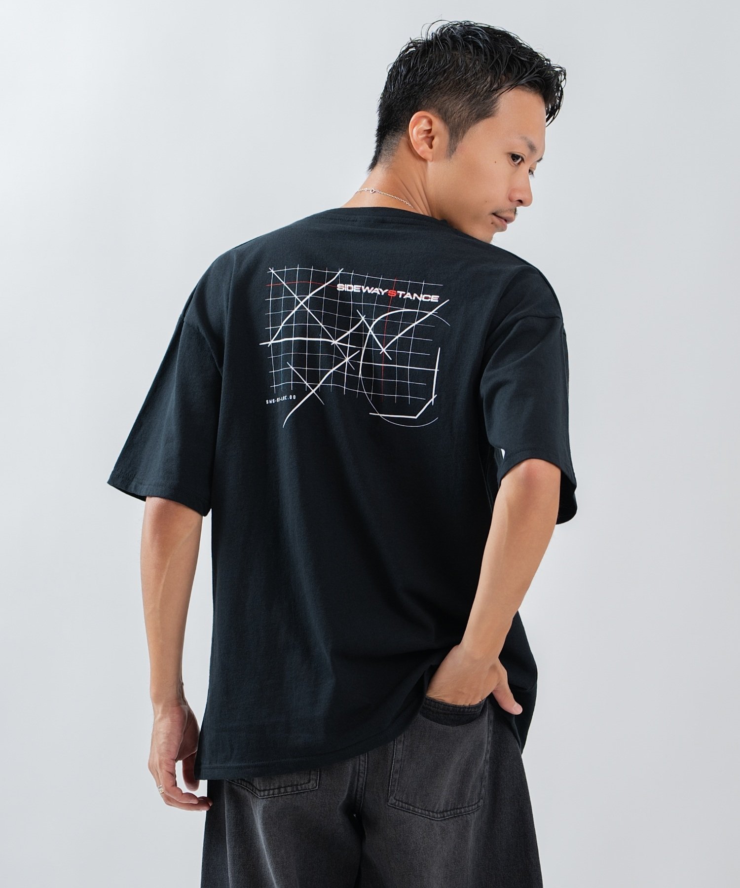 SIDEWAY STANCE SIDEWAY STANCE サイドウェイスタンス 設計図プリント 半袖Tシャツ インプローブス トップス カットソー・Tシャツ ホワイト ブラック