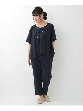 eur3 【大きいサイズ】【セットアップ】裾アシンメトリーセットアップ エウルキューブ ワンピース ワンピースその他 ブラック ネイビー【送料無料】